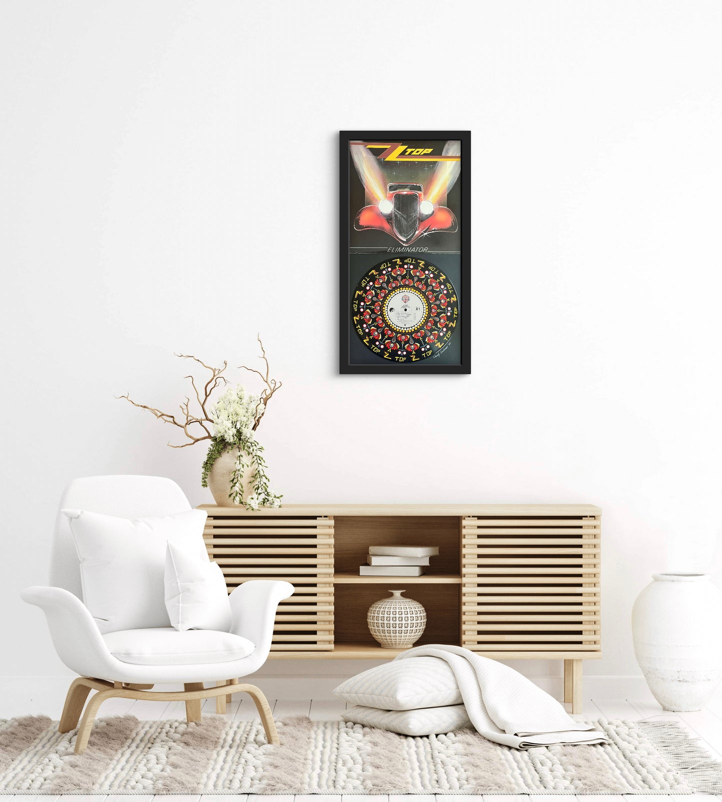 ZZ Top - Eliminator- Mandala dot painted framed vinyl record album