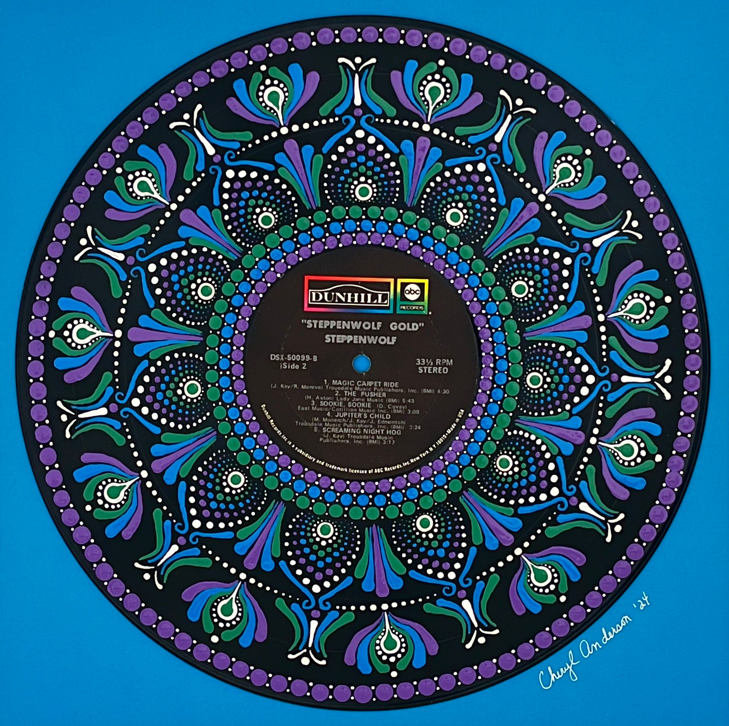 Steppenwolf - “Steppenwolf Gold” mandala dot painted vinyl record album