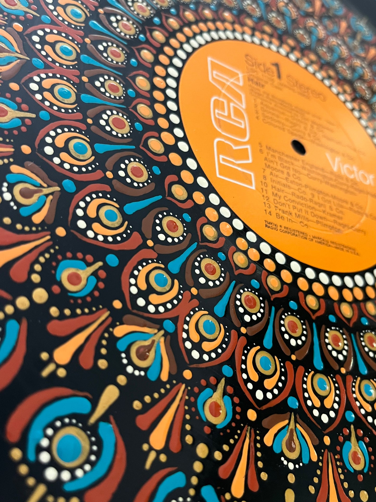 Hair - The Original Cast mandala dot painted vinyl record album