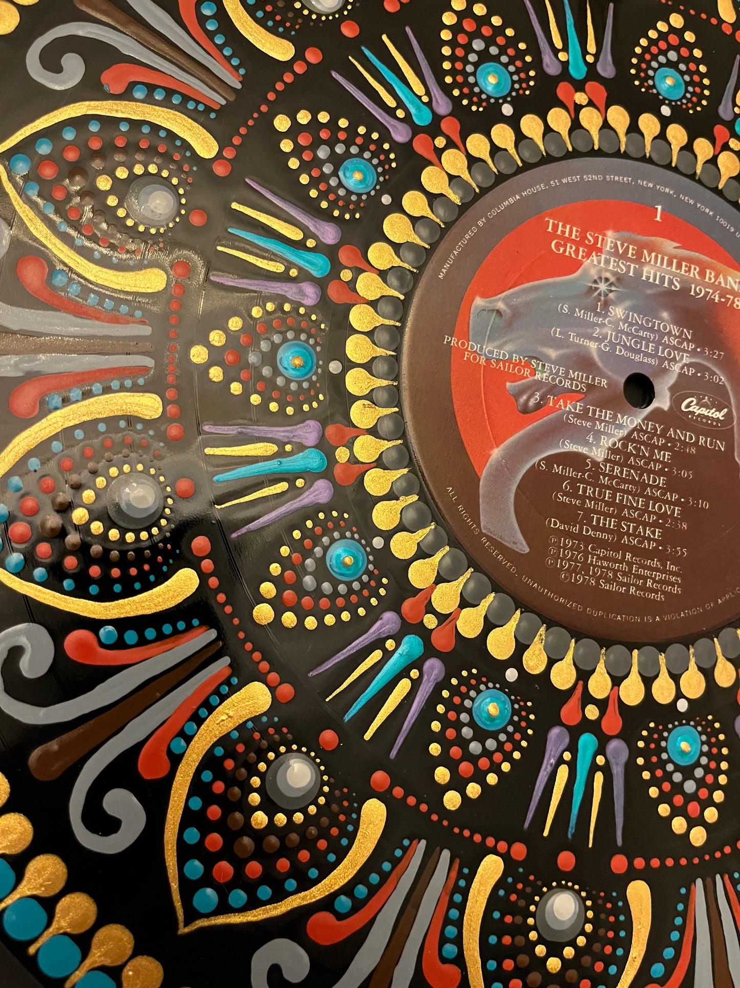 Steve Miller Band - Greatest Hits 1974-78 mandala dot painted vinyl record album