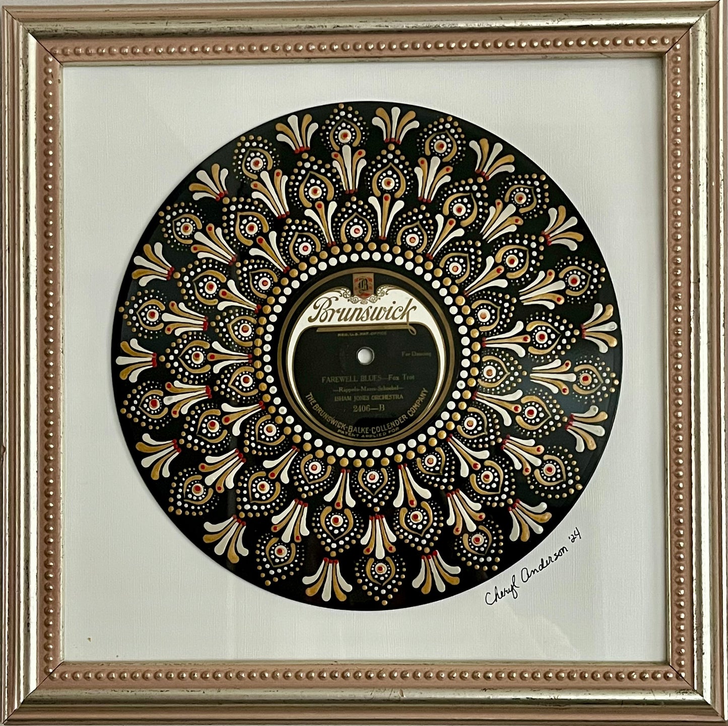 Farewell Blues - Foxtrot by Isham Jones Orchestra mandala dot painted vinyl record album