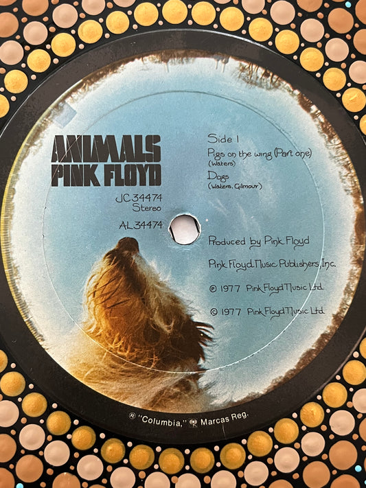 Pink Floyd - Animals mandala dot painted vinyl record album