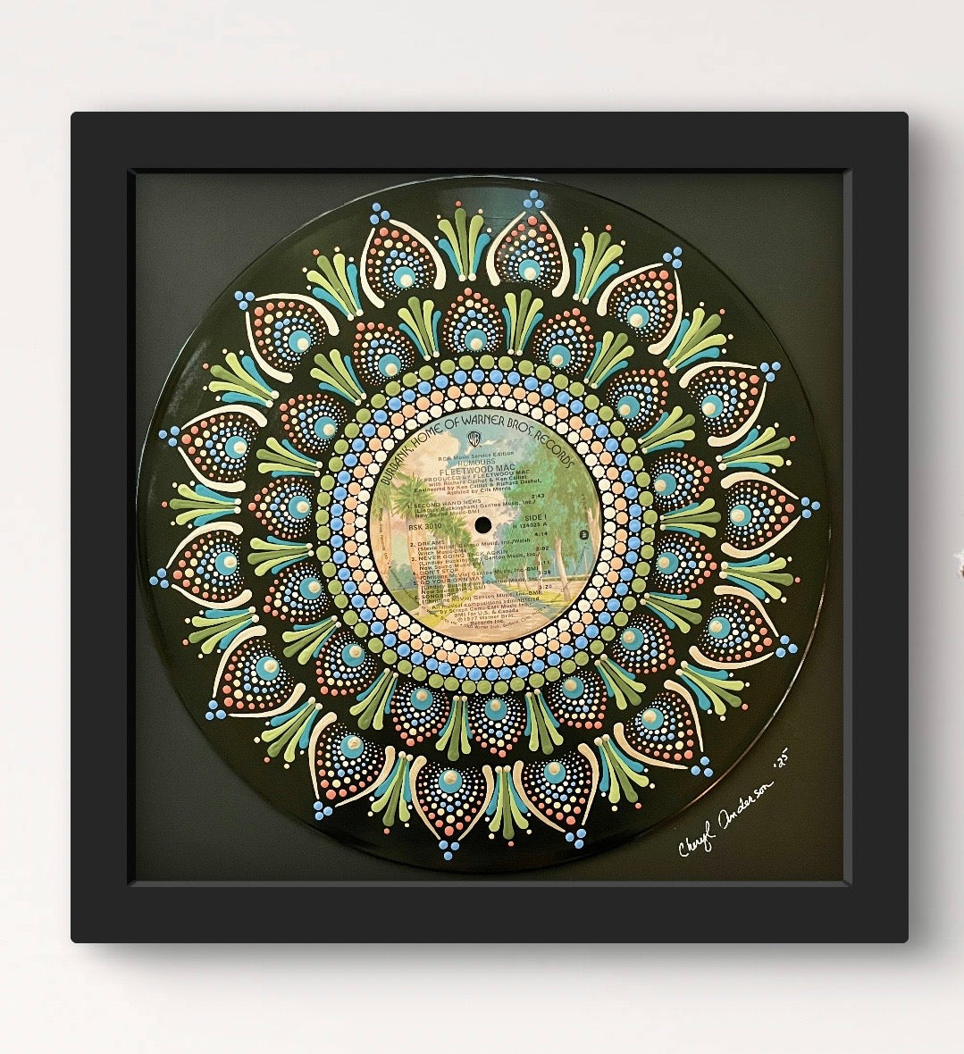 Fleetwood Mac - Rumours - Framed mandala dot painted vinyl record album