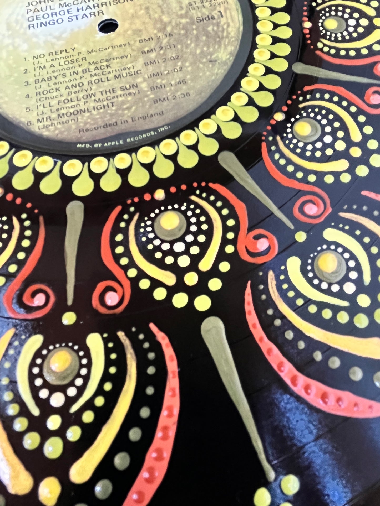 The Beatles - ‘65 Mandala dot painted vinyl record album