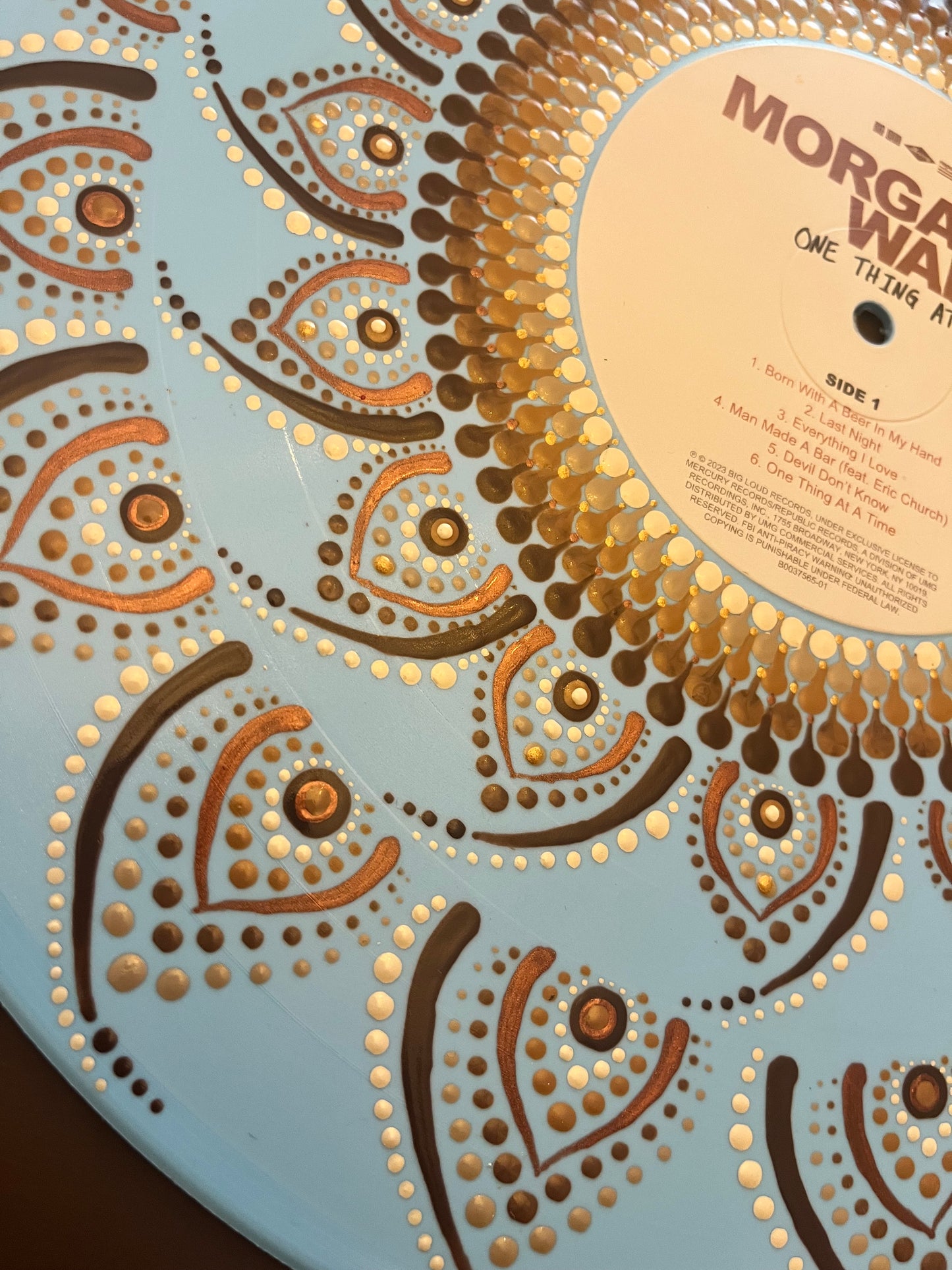 Morgan Wallen - One Thing At A Time - Mandala dot painted vinyl record album