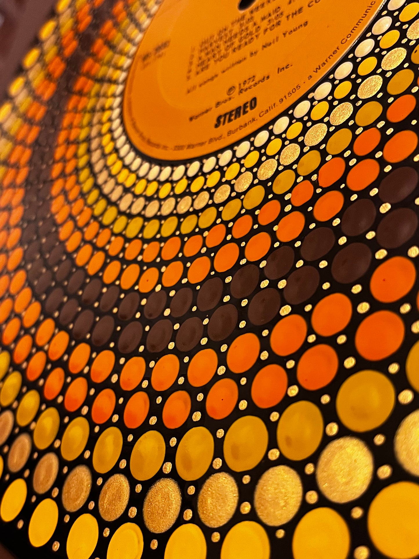 Neil Young Harvest Mandala dot painted vinyl album