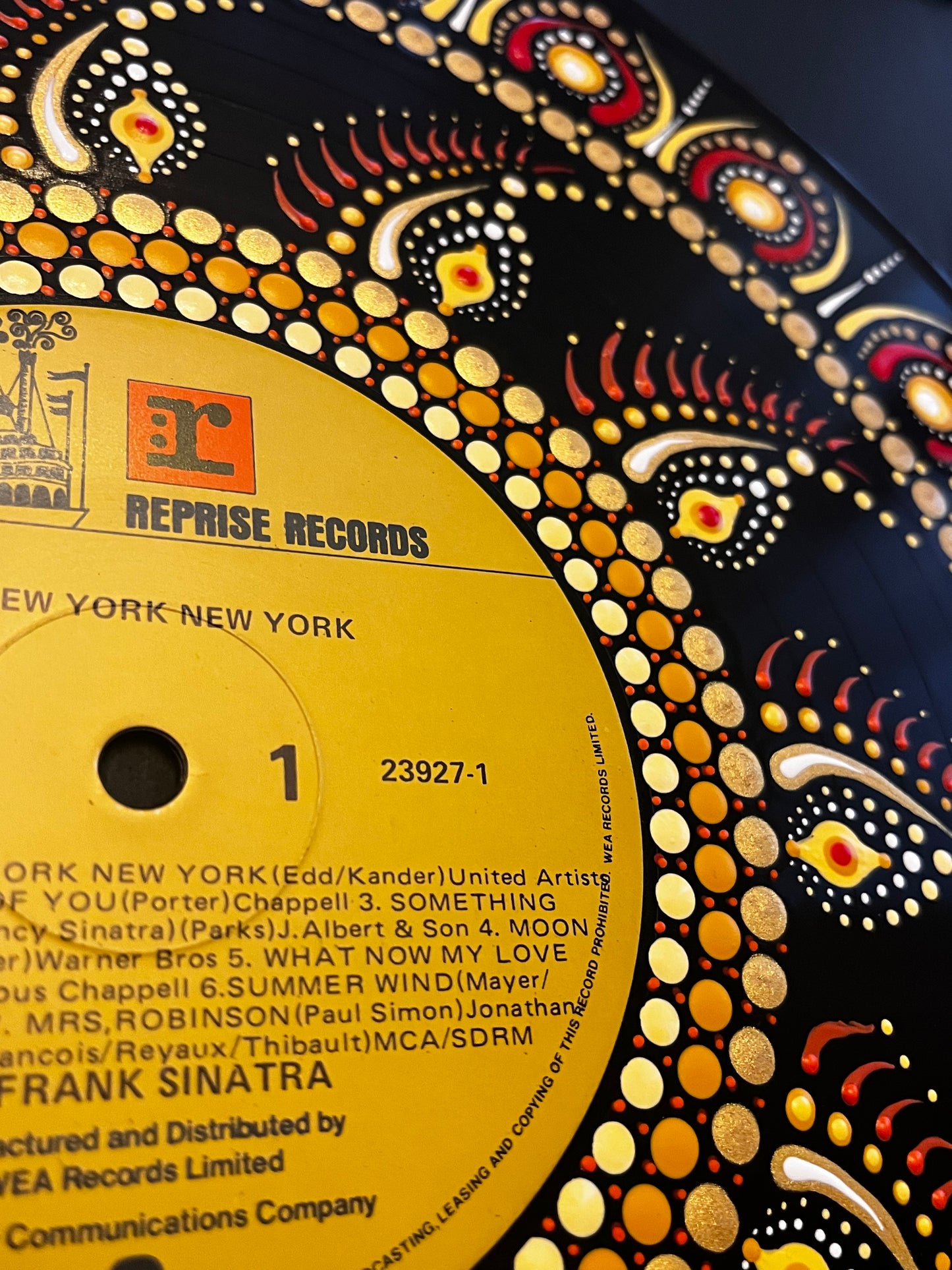 Frank Sinatra - New York New York Mandala dot painted vinyl record