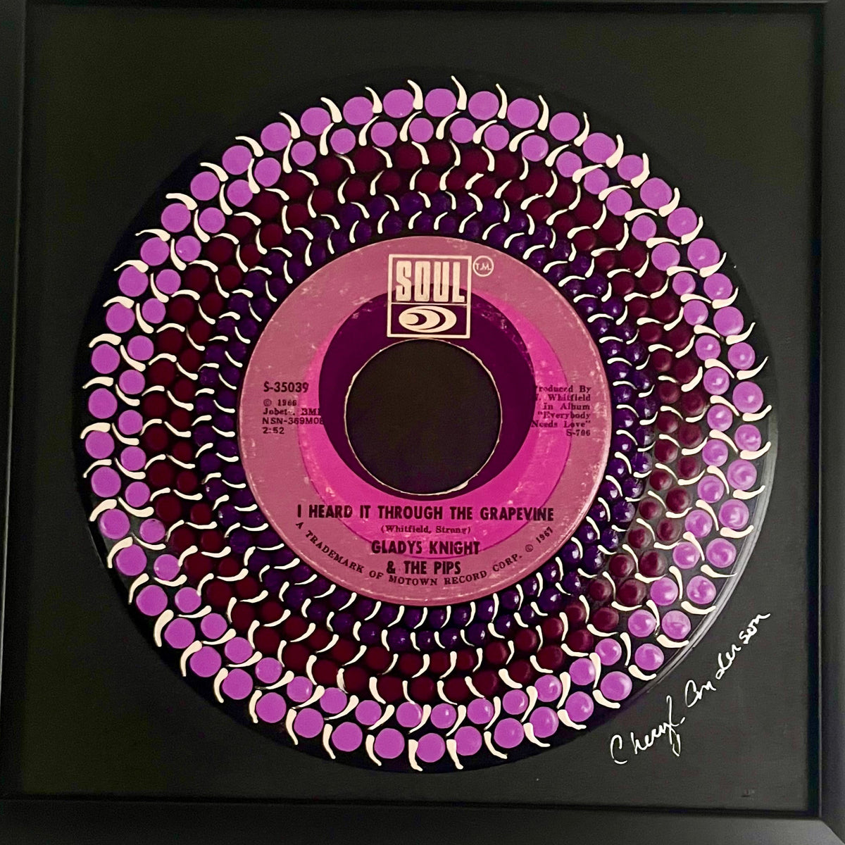 Gladys Knight & The Pips - “I Heard It Through The Grapevine” Hand- Painted 45 Vinyl Art