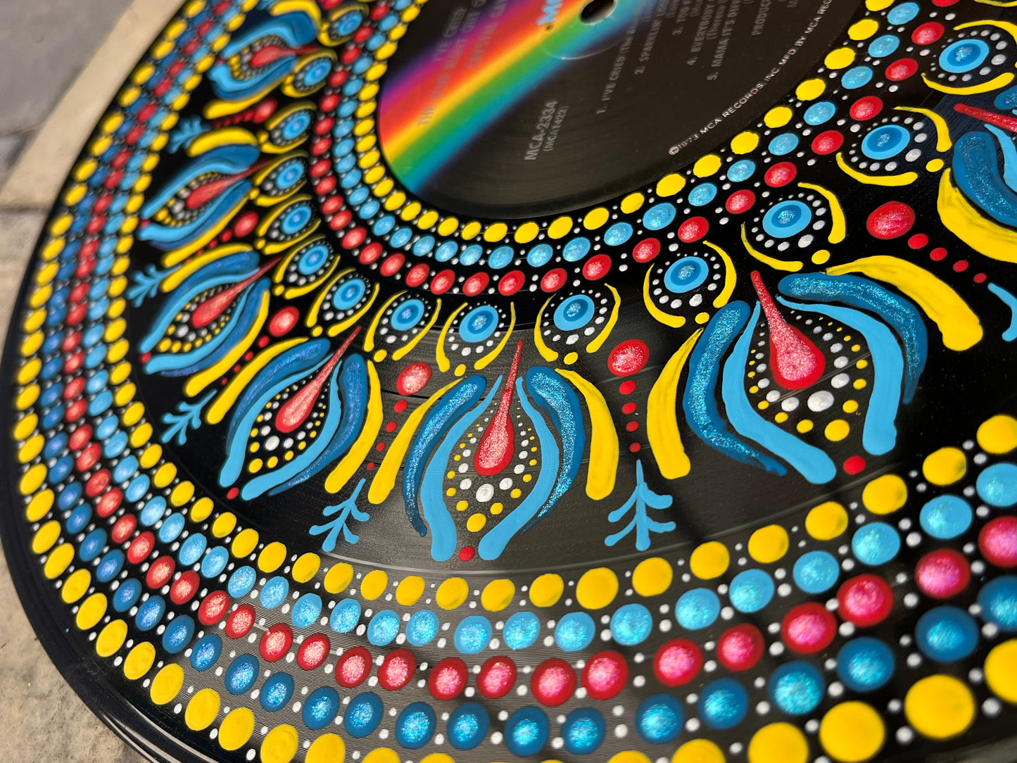 Crystal Gayle - “I’ve Cried The Blues Right Out Of My Eyes” mandala dot painted vinyl record album