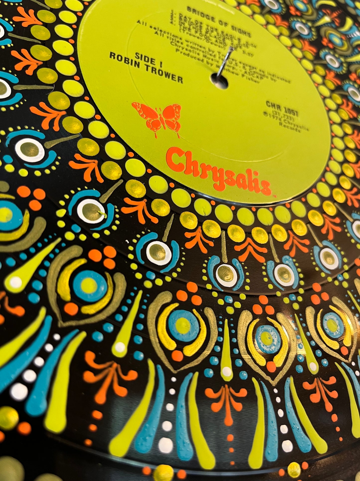 Robin Trower - Bridge Of Sighs mandala dot painted vinyl record album