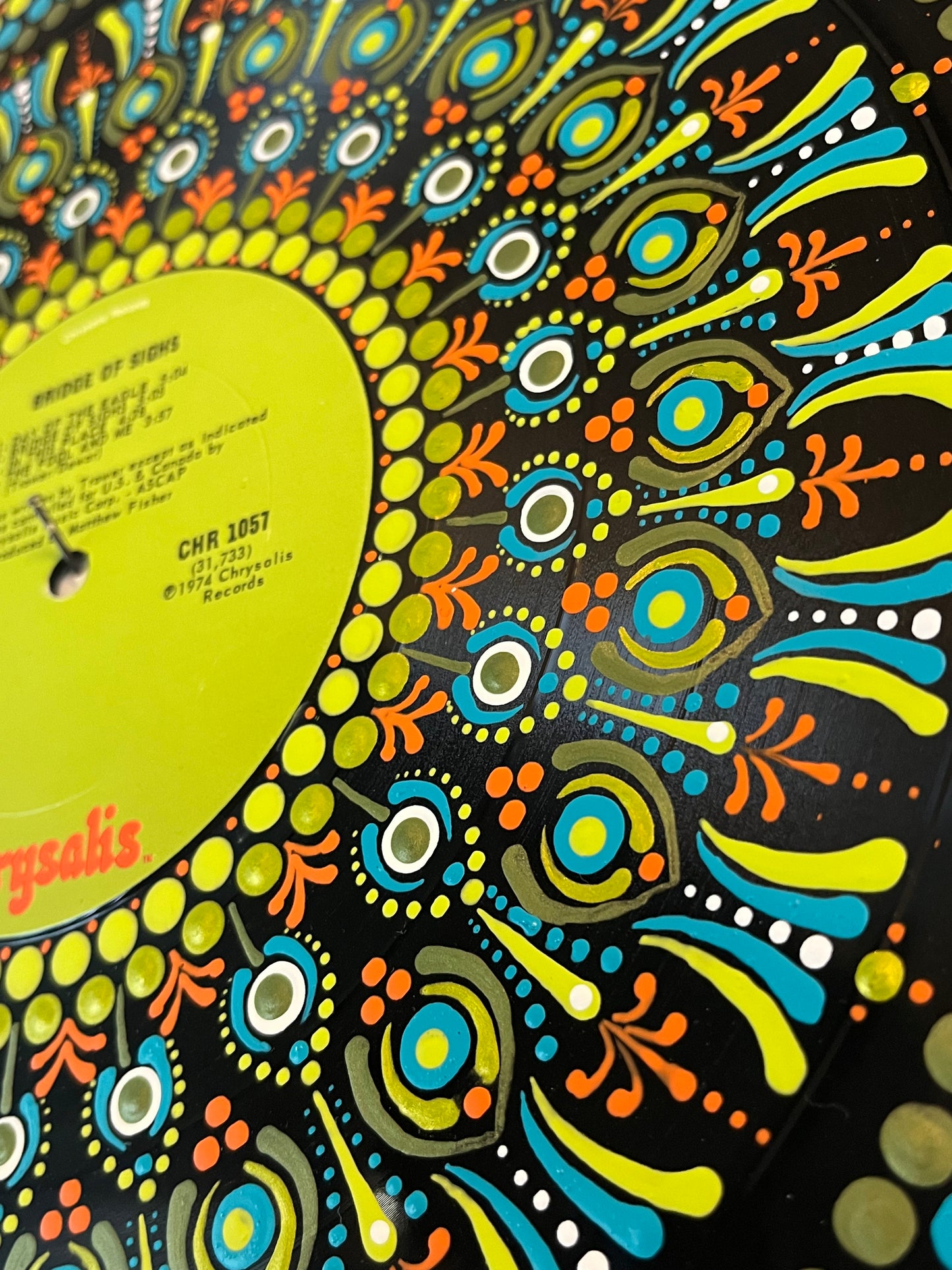 Robin Trower - Bridge Of Sighs mandala dot painted vinyl record album