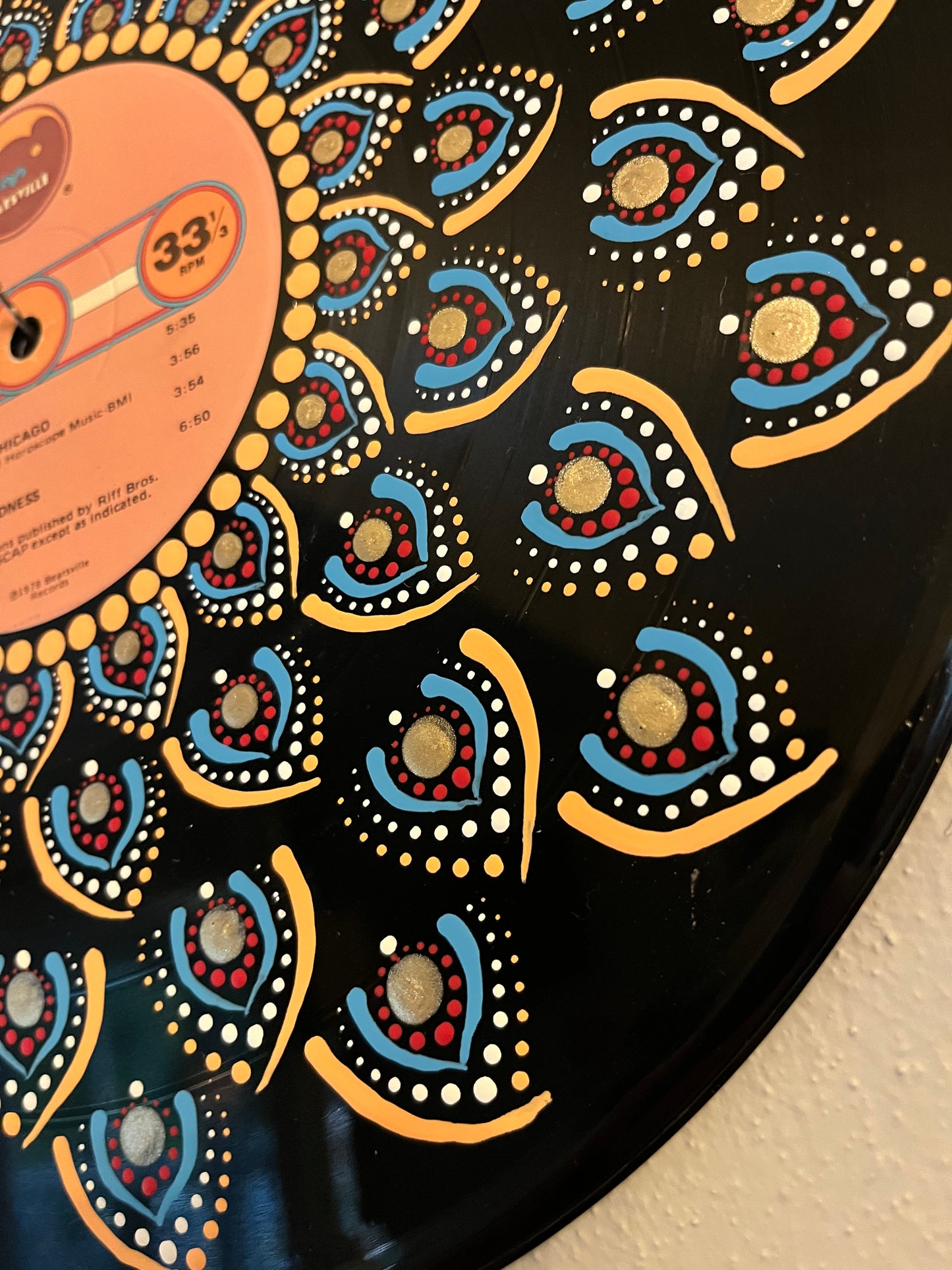 Foghat - “Stone Blue” mandala dot painted vinyl record album