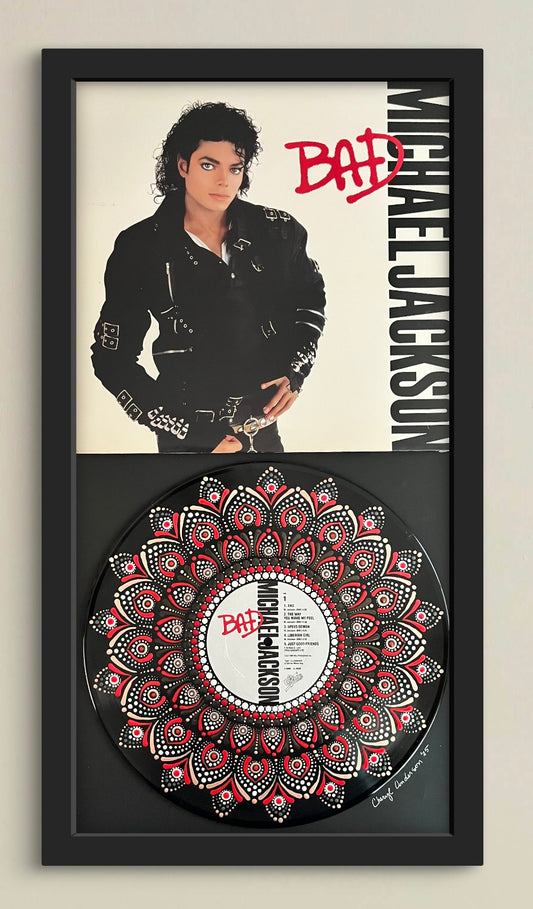 Michael Jackson - Bad - mandala dot painted vinyl record album