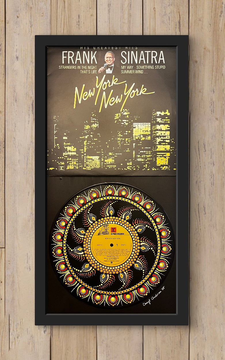 Frank Sinatra - New York New York Mandala dot painted vinyl record