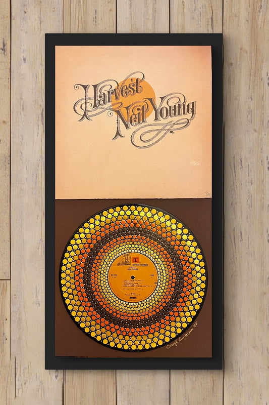 Neil Young Harvest Mandala dot painted vinyl album