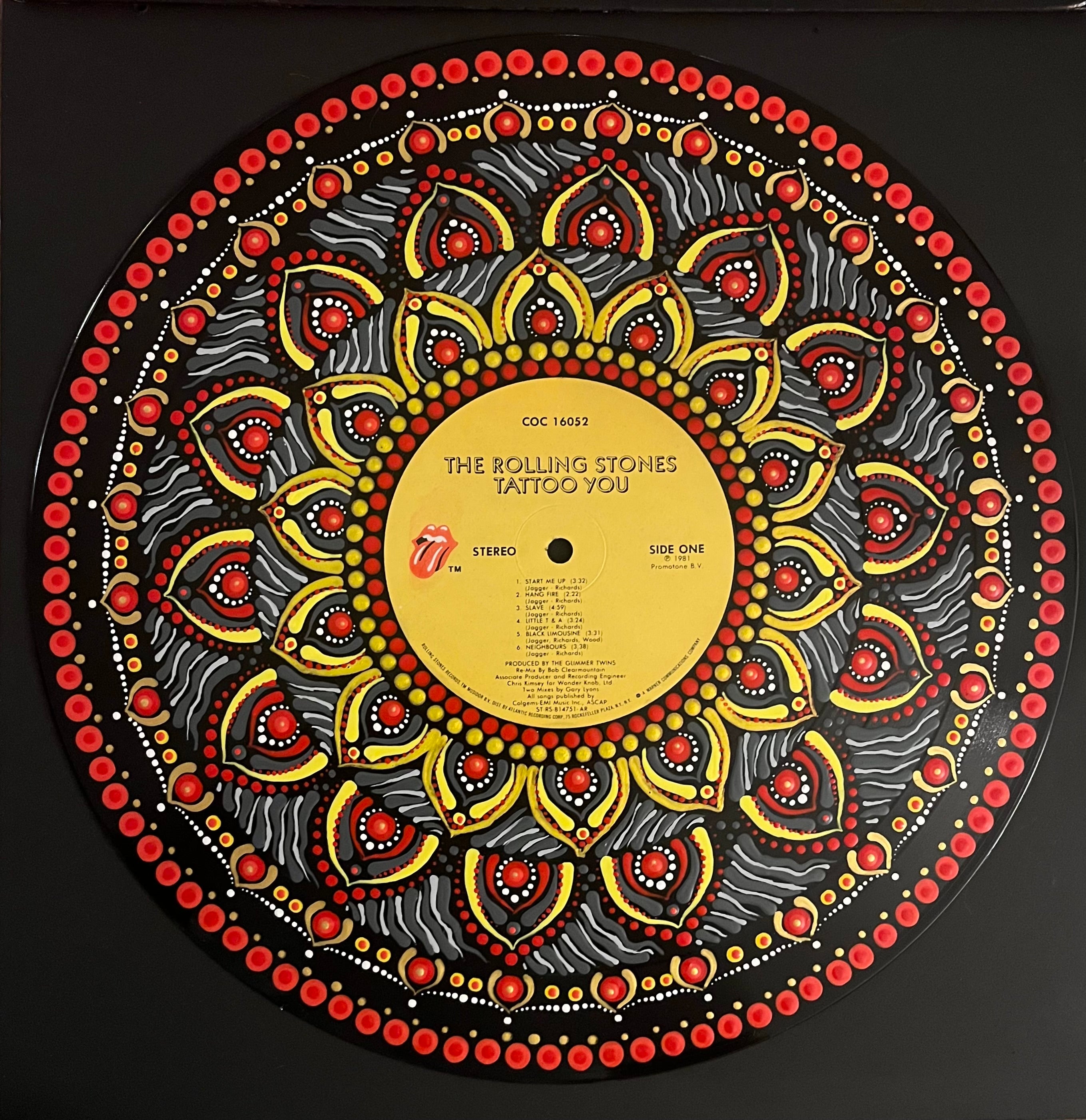The Rolling Stones - “Tattoo You” mandala dot painted vinyl