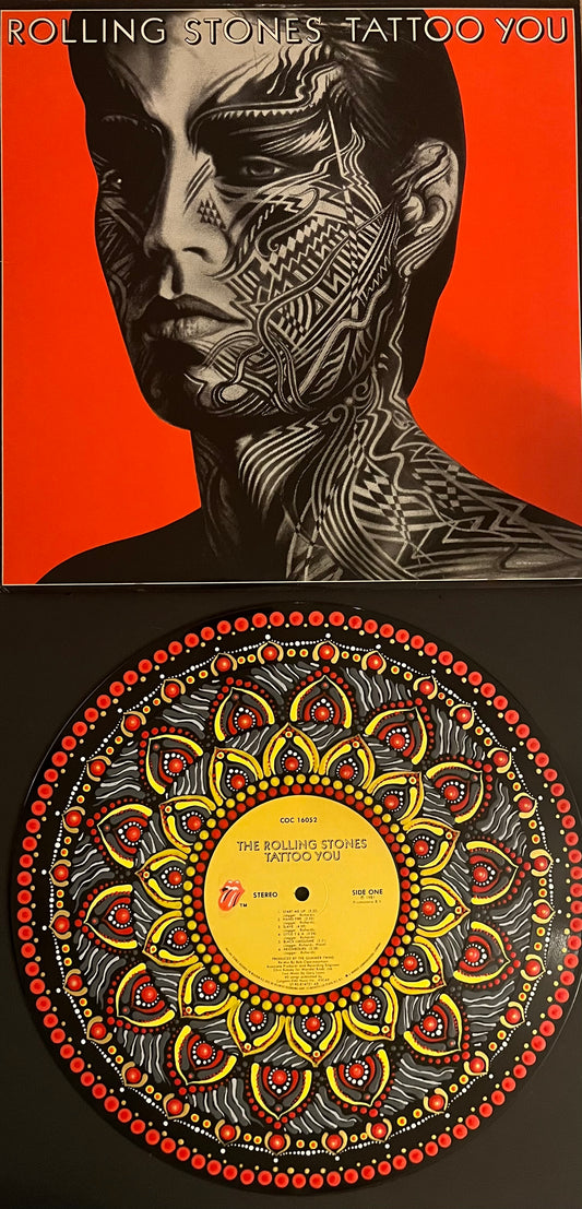 The Rolling Stones - “Tattoo You” mandala dot painted vinyl record album