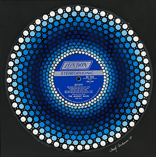 The Moody Blues - “Octave” mandala dot painted vinyl record album