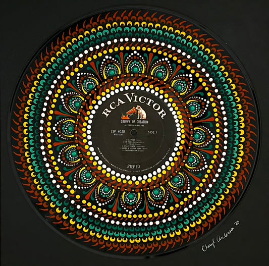Jefferson Airplane - “Crown Of Creation” mandala dot painted vinyl record album
