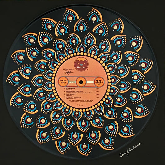 Foghat - “Stone Blue” mandala dot painted vinyl record album