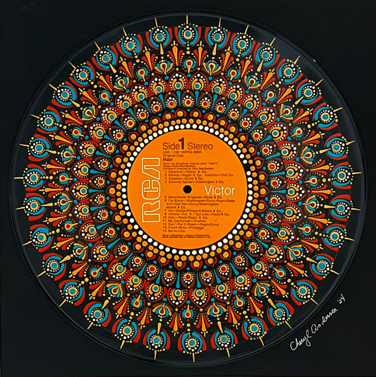 Hair - The Original Cast mandala dot painted vinyl record album