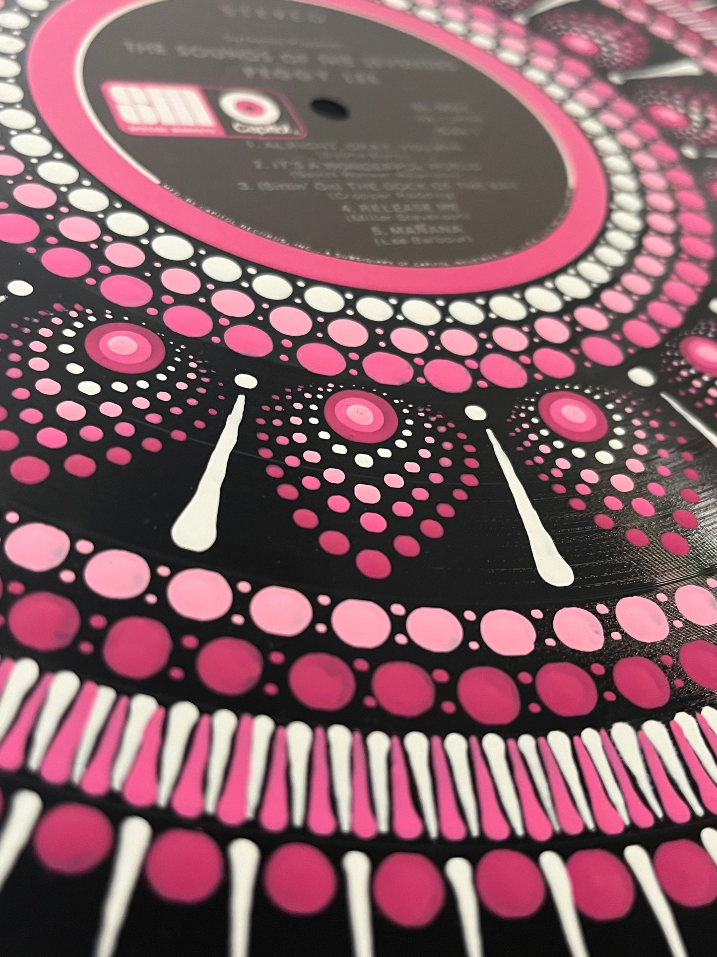 Peggy Lee - “The Sounds Of The Seventies” mandala dot painted vinyl record album