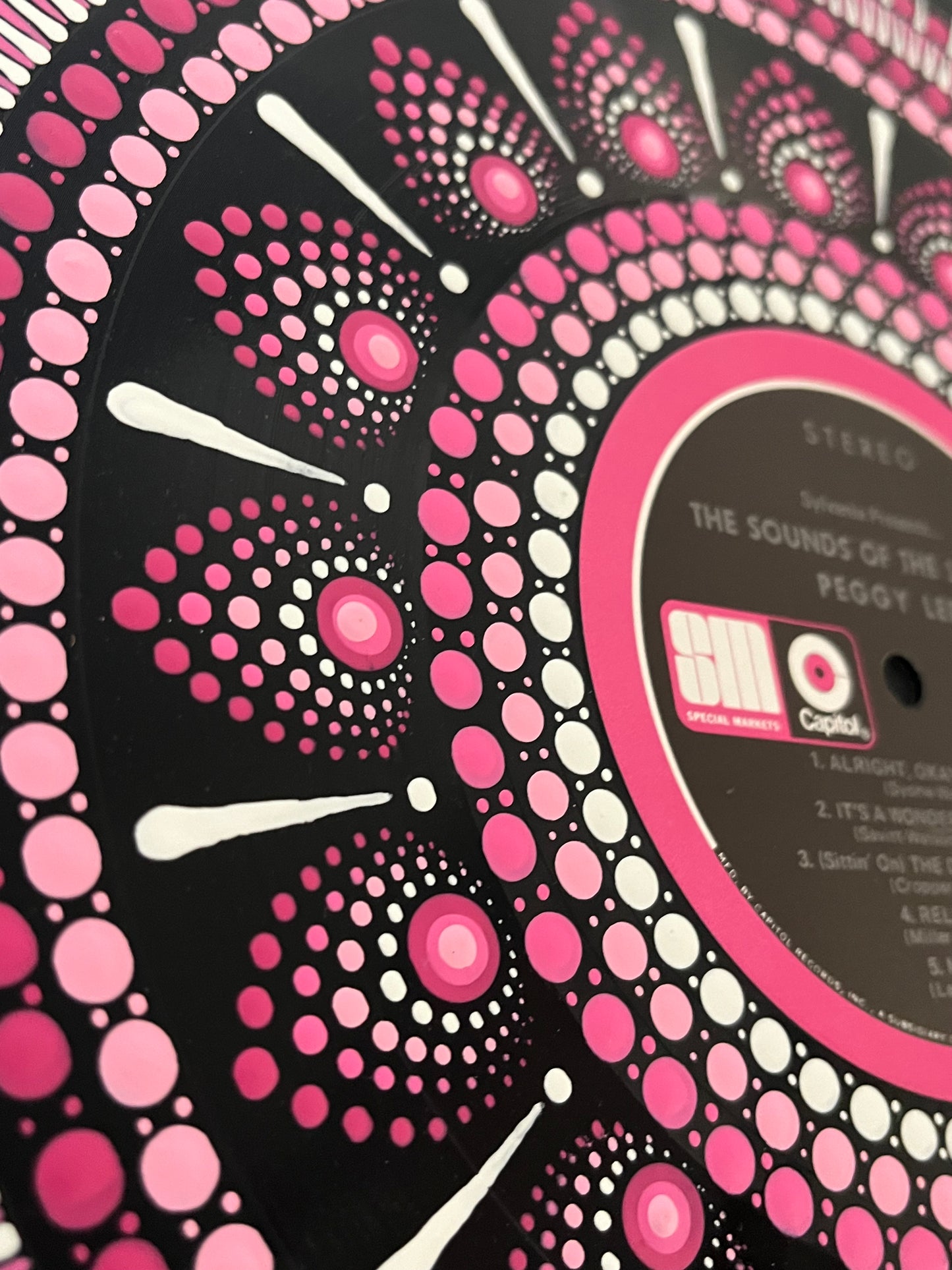 Peggy Lee - “The Sounds Of The Seventies” mandala dot painted vinyl record album
