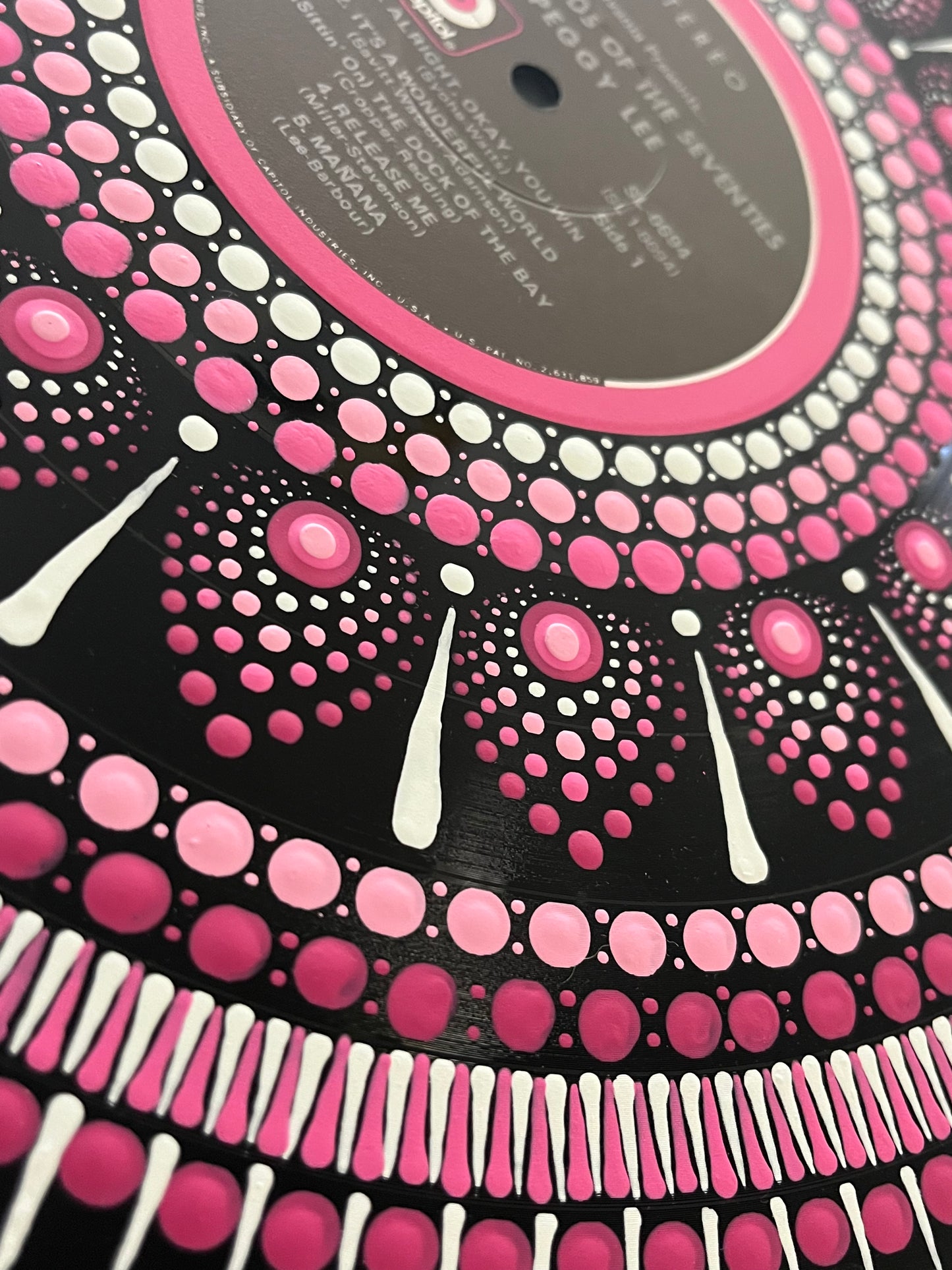 Peggy Lee - “The Sounds Of The Seventies” mandala dot painted vinyl record album