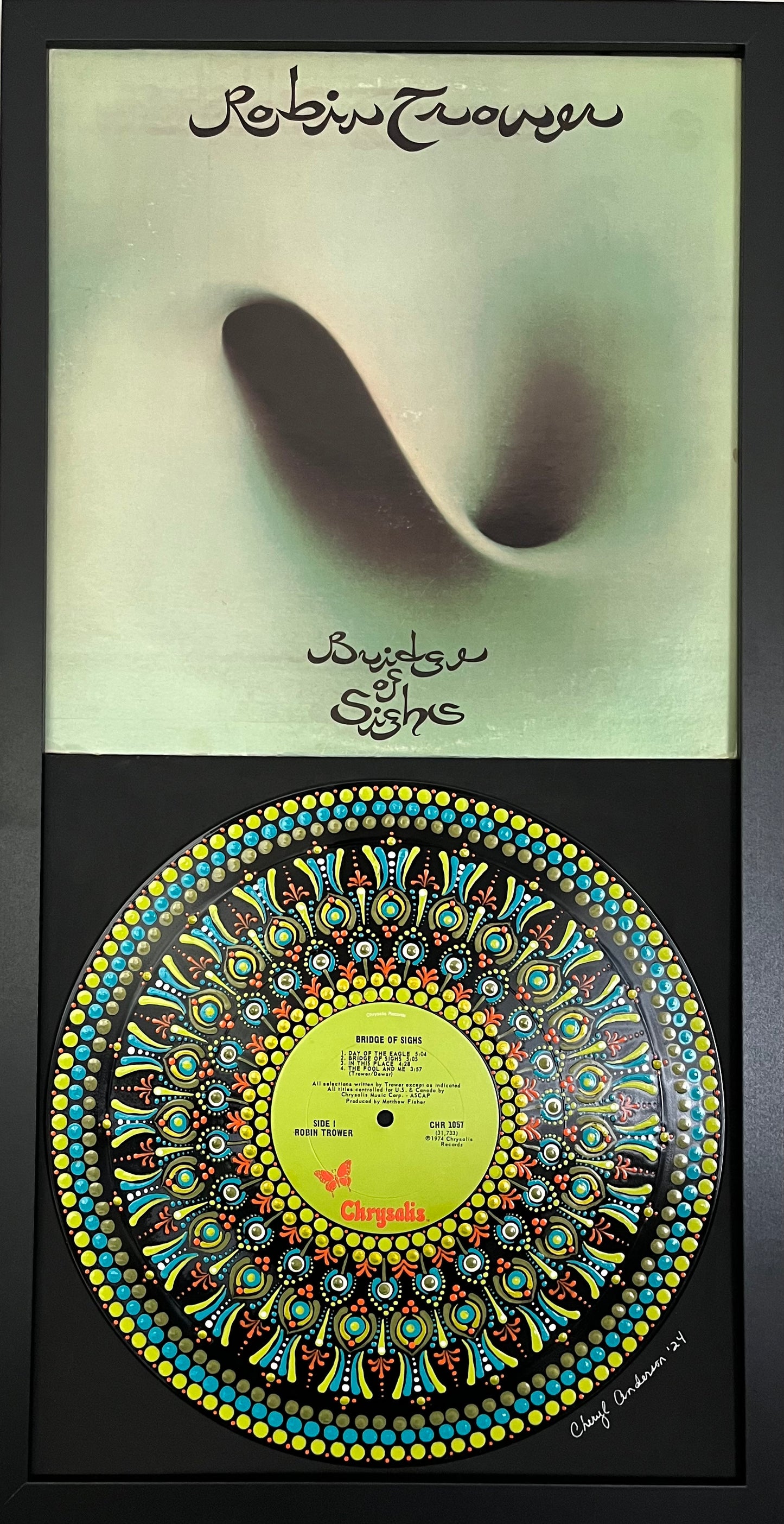 Robin Trower - Bridge Of Sighs mandala dot painted vinyl record album