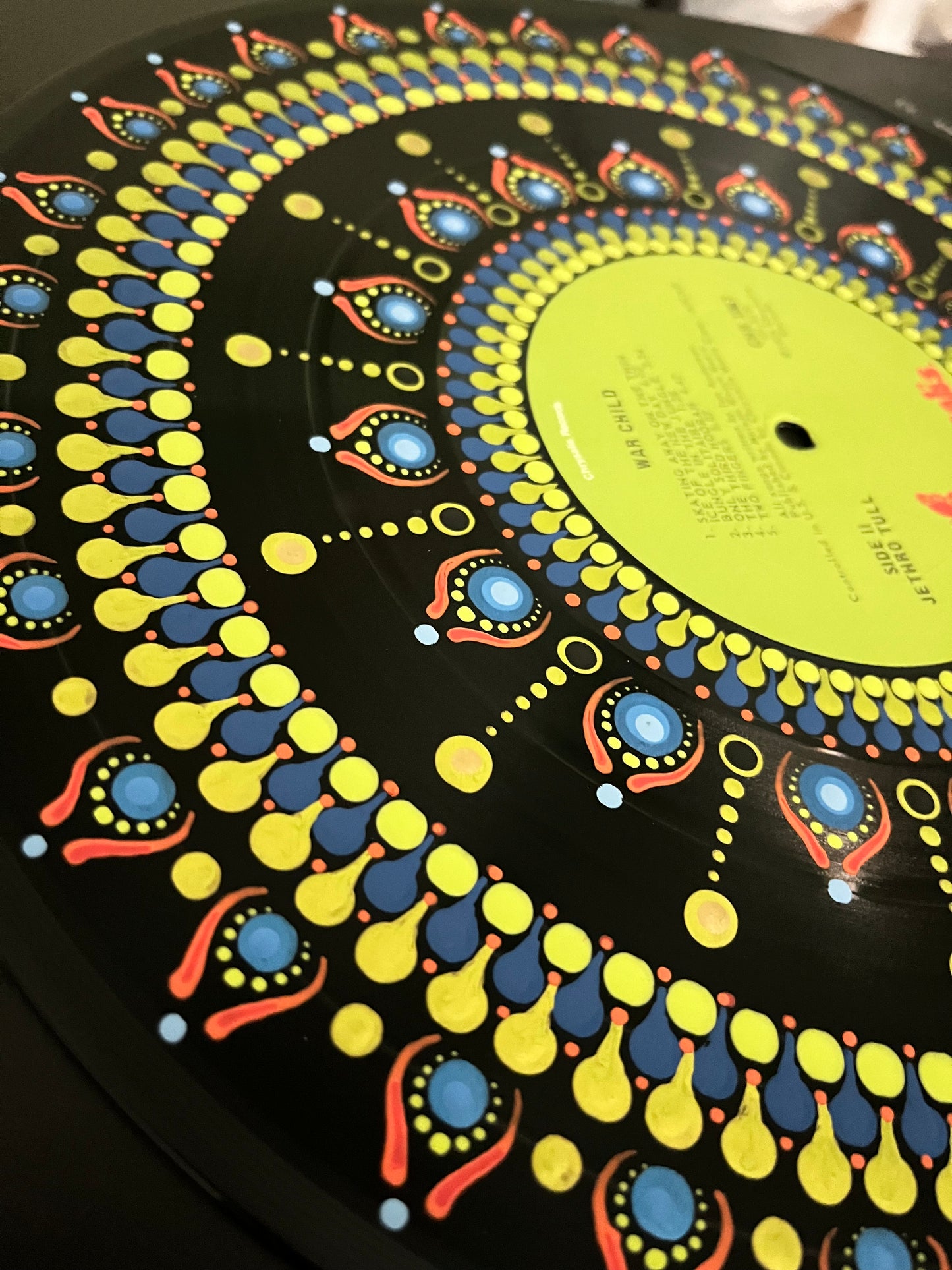 Jethro Tull - War Child mandala dot painted vinyl record album