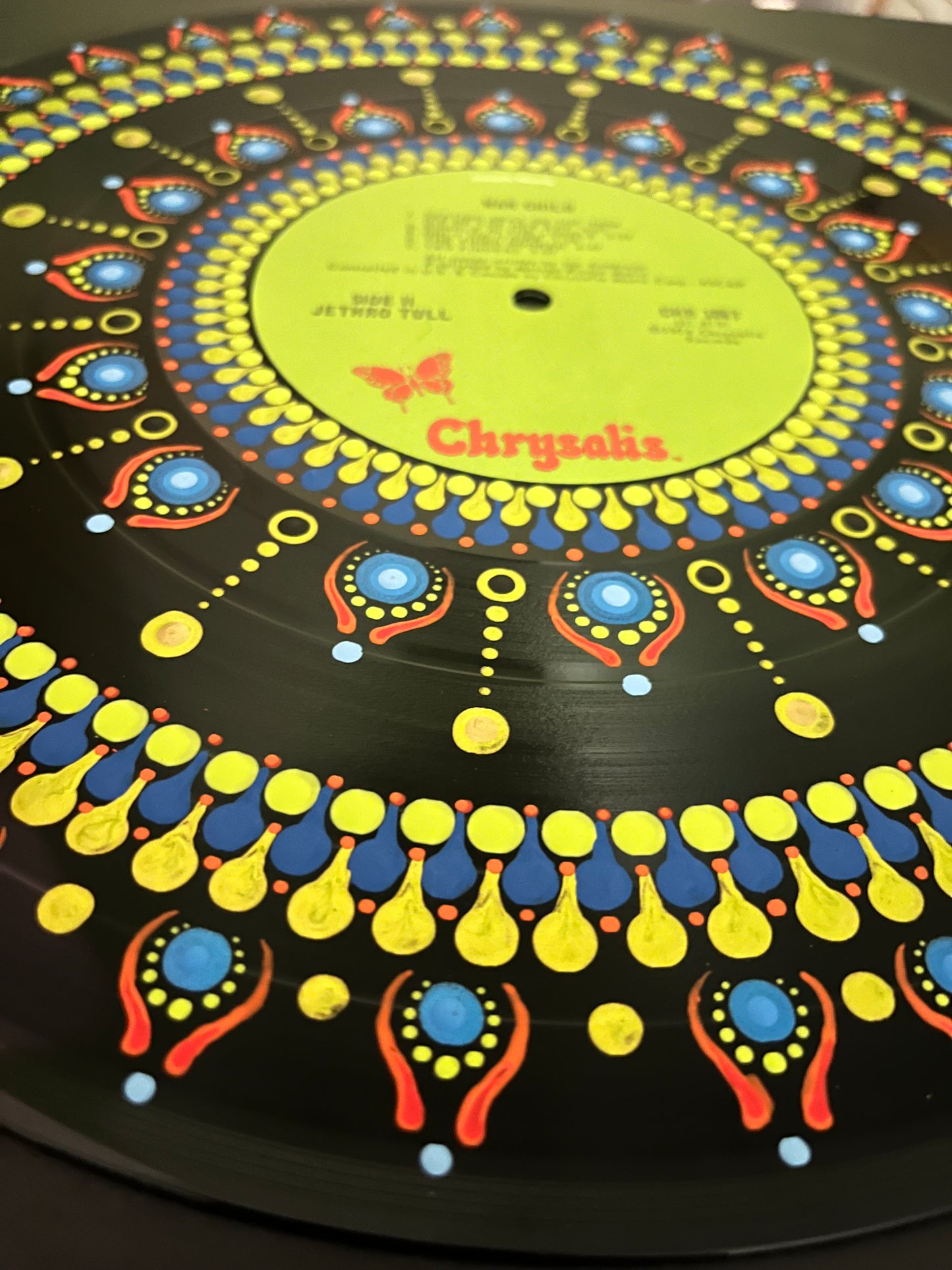 Jethro Tull - War Child mandala dot painted vinyl record album