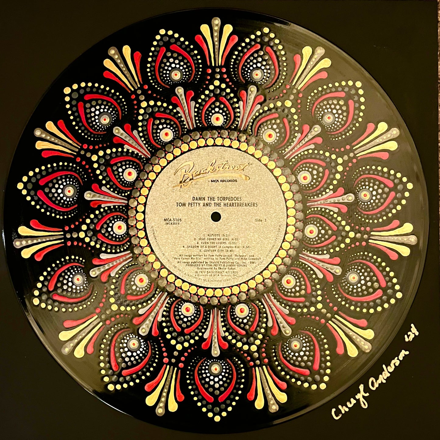Tom Petty And The Heartbreakers - Damn The Torpedoes mandala dot painted vinyl record album