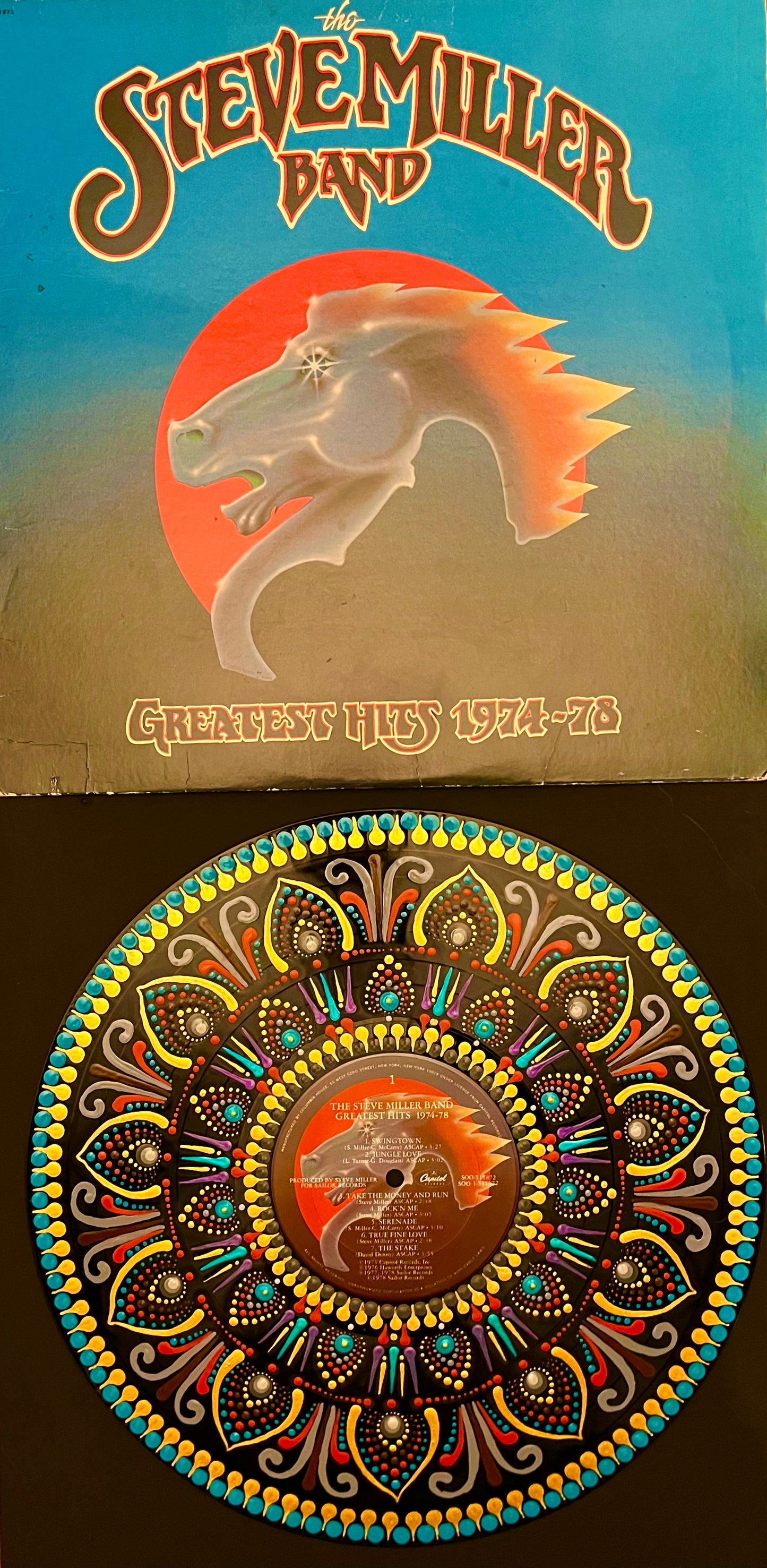 Steve Miller Band - Greatest Hits 1974-78 mandala dot painted vinyl record album