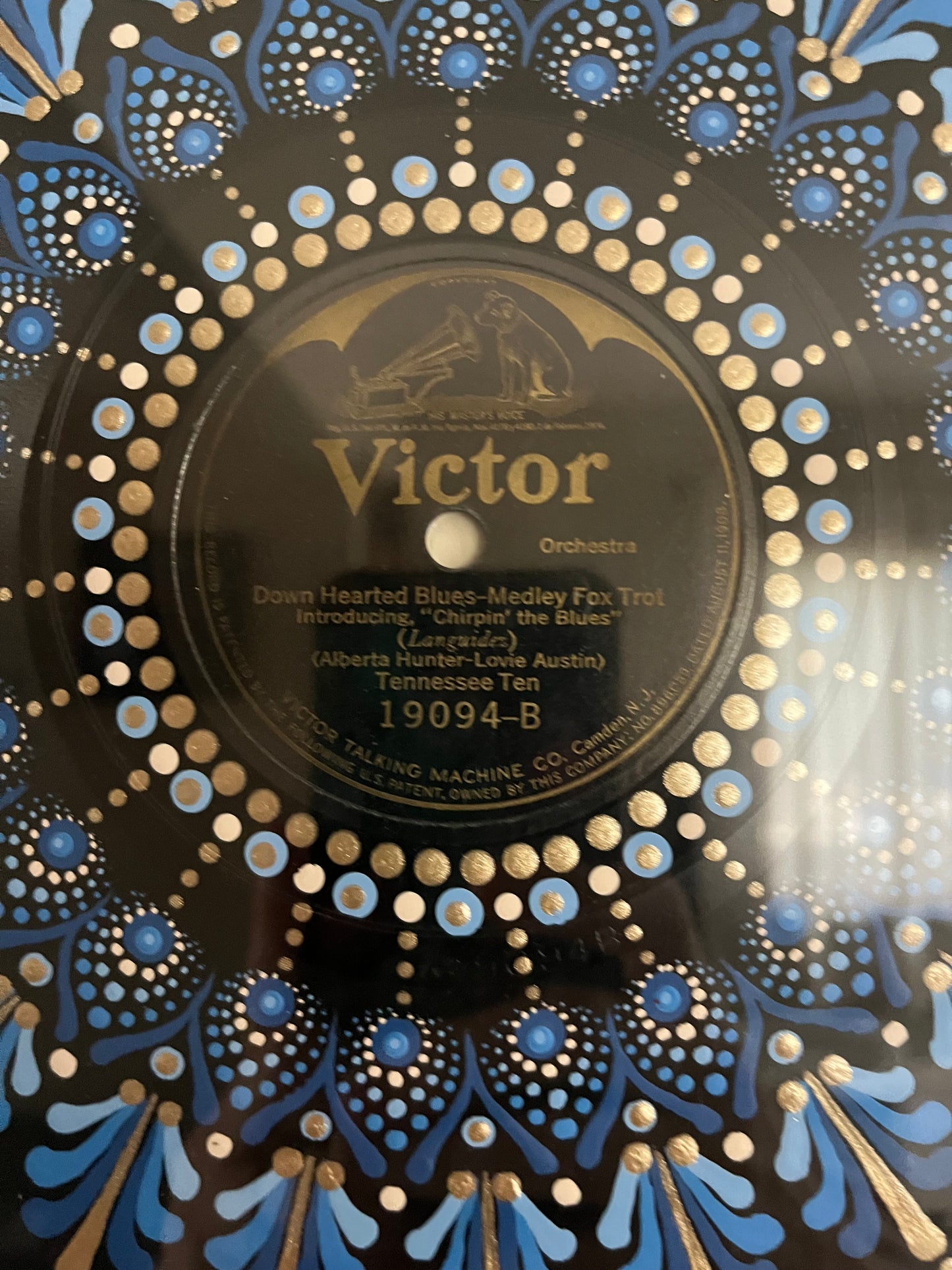Down Hearted Blues Medley Foxtrot - Tennessee Ten mandala dot painted vinyl record album