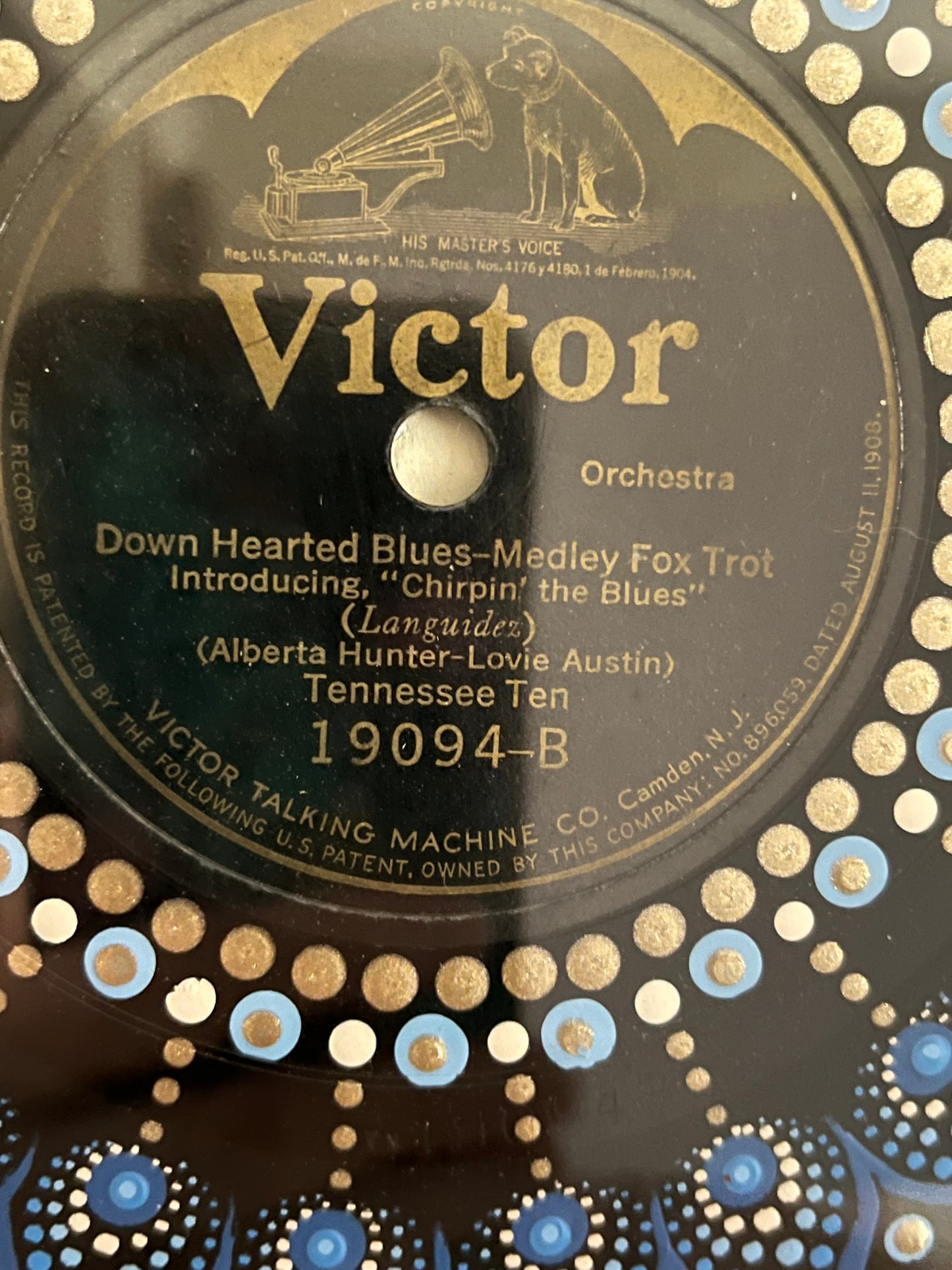 Down Hearted Blues Medley Foxtrot - Tennessee Ten mandala dot painted vinyl record album