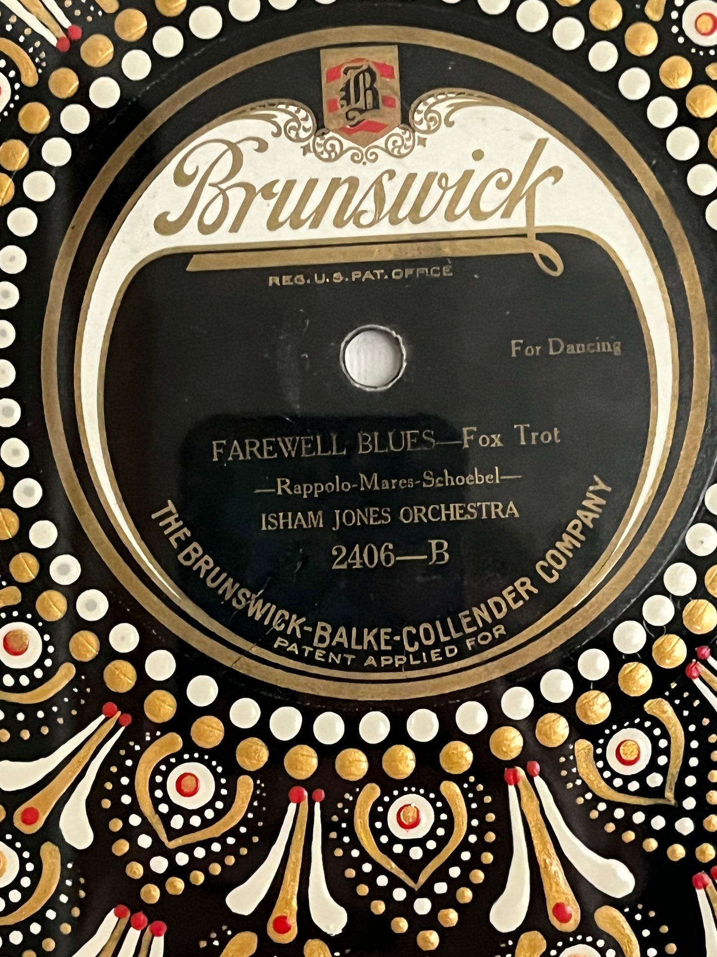 Farewell Blues - Foxtrot by Isham Jones Orchestra mandala dot painted vinyl record album