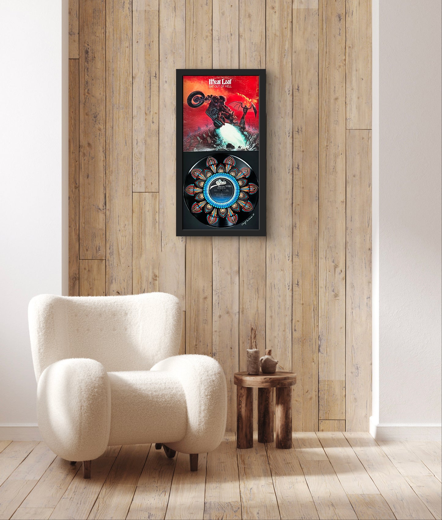 Meatloaf - Bat Out Of Hell mandala dot painted framed art