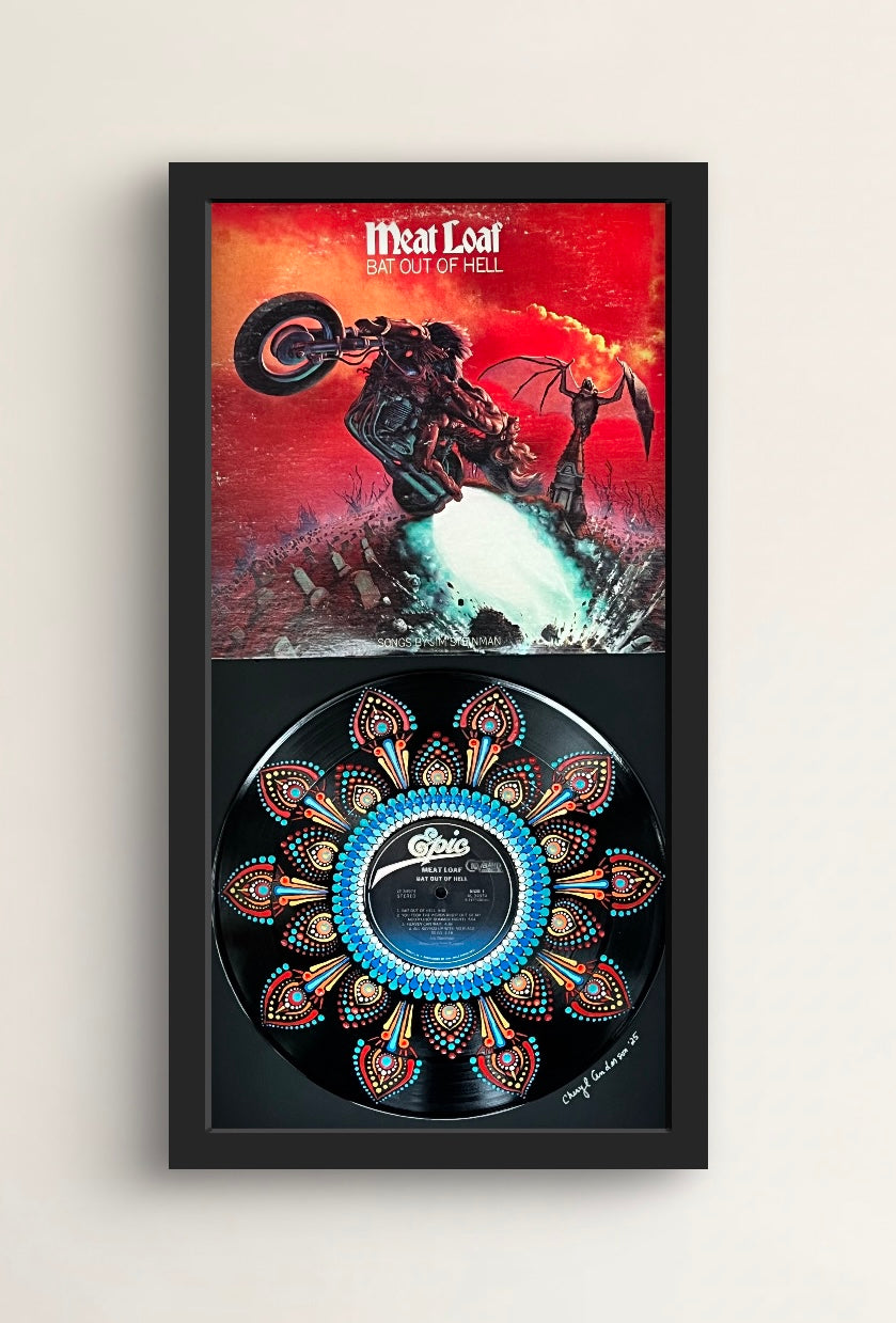 Meatloaf - Bat Out Of Hell mandala dot painted framed art