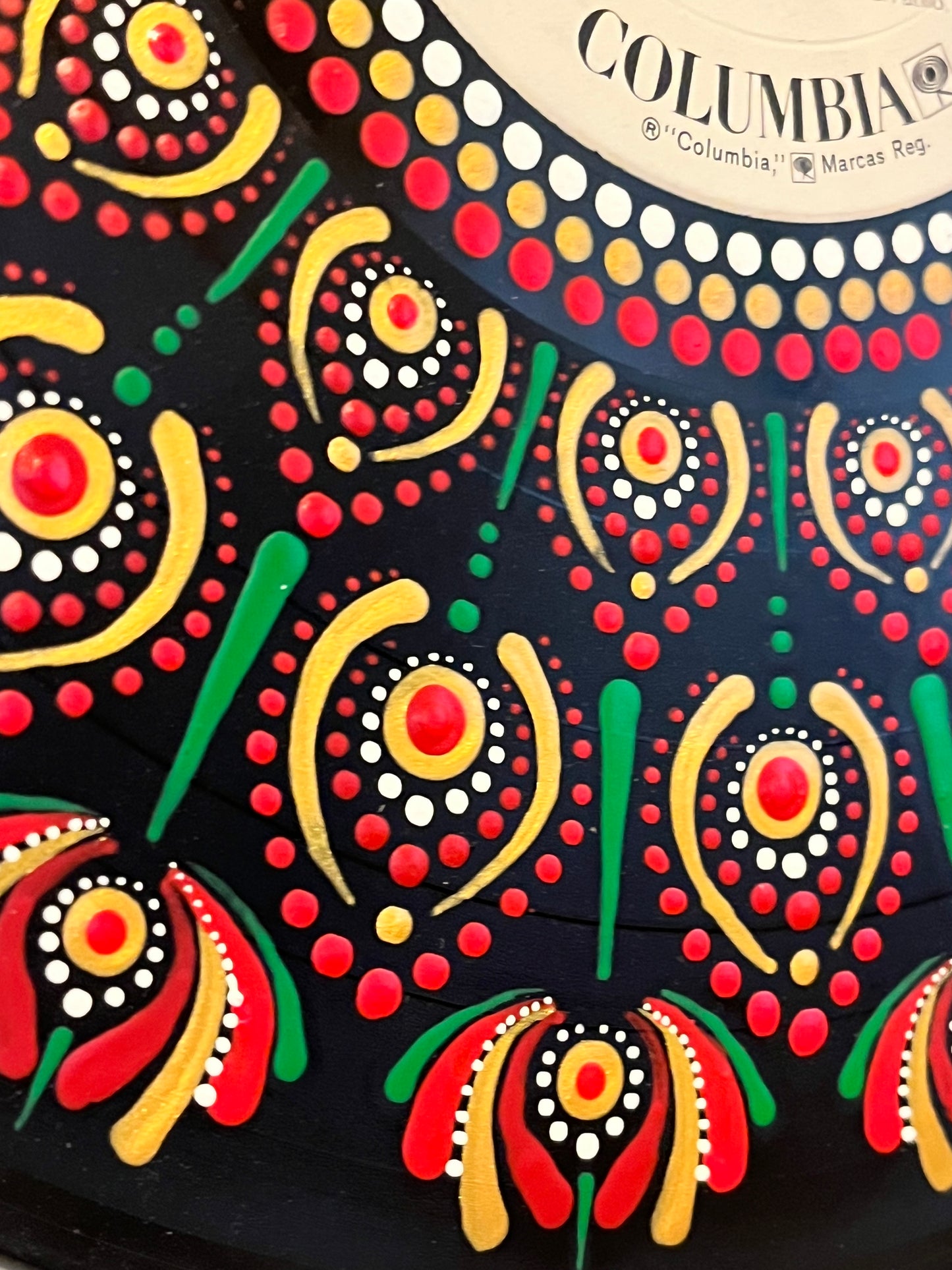 Santana - Festival mandala dot painted vinyl album framed art
