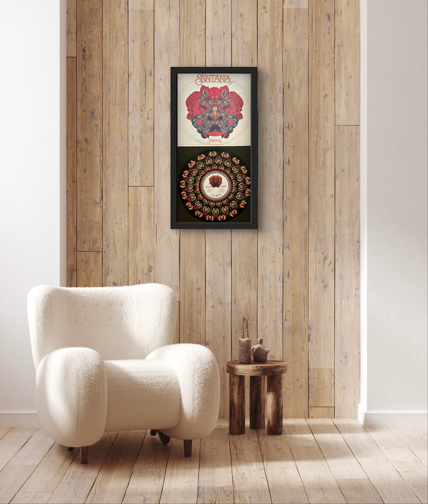 Santana - Festival mandala dot painted vinyl album framed art