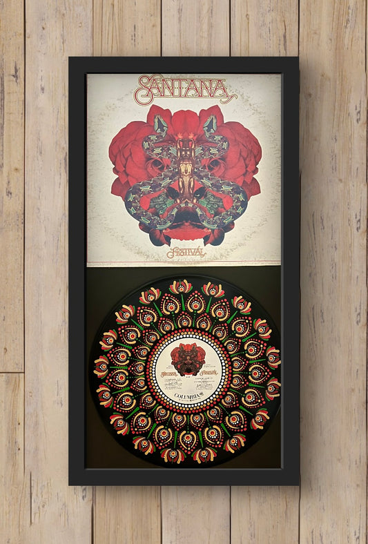 Santana - Festival mandala dot painted vinyl album framed art