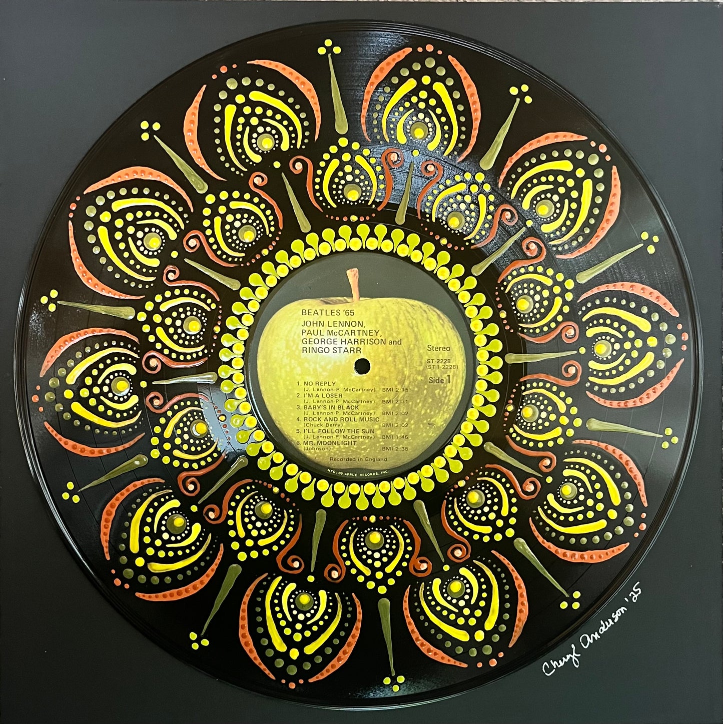 The Beatles - ‘65 Mandala dot painted vinyl record album