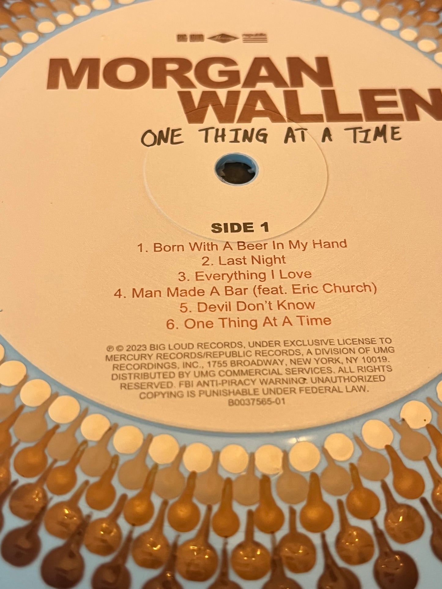 Morgan Wallen - One Thing At A Time - Mandala dot painted vinyl record album