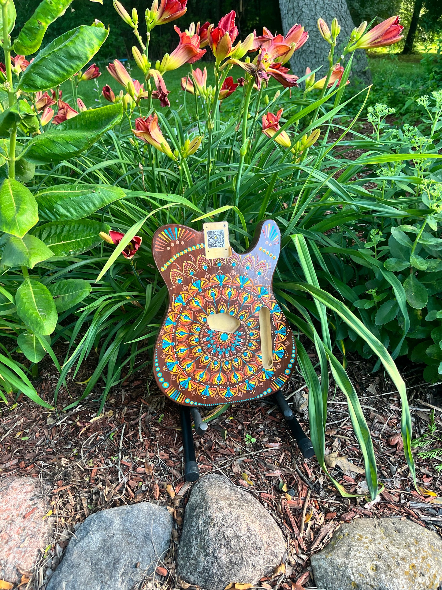 Fender Esquire spec electric guitar body hand painted on stained solid wood