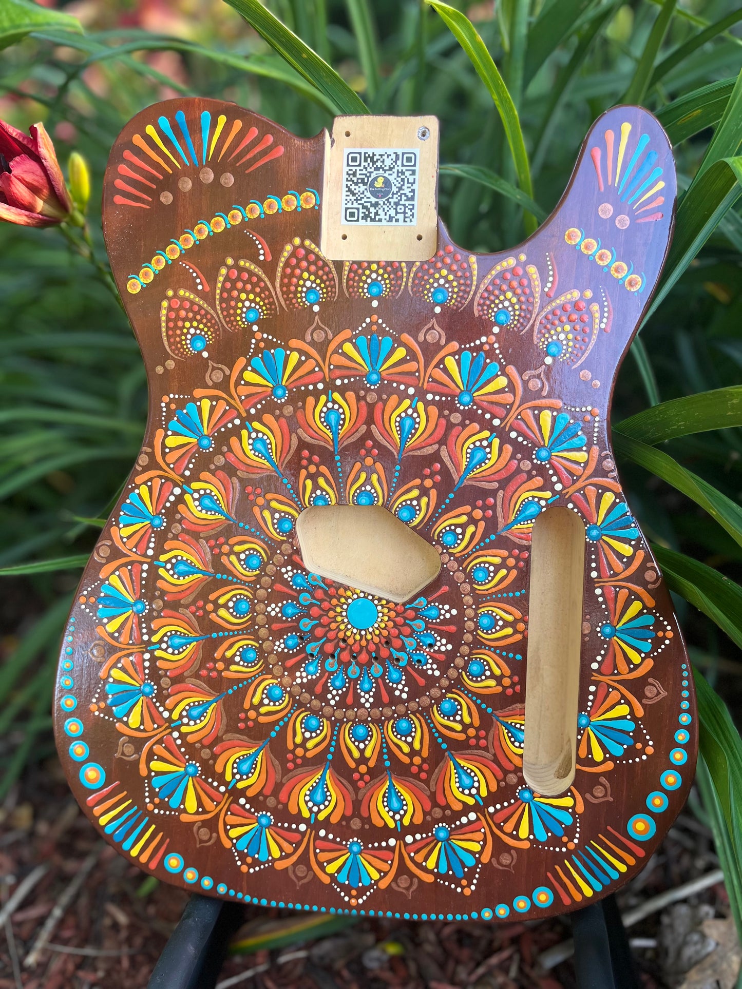 Fender Esquire spec electric guitar body hand painted on stained solid wood