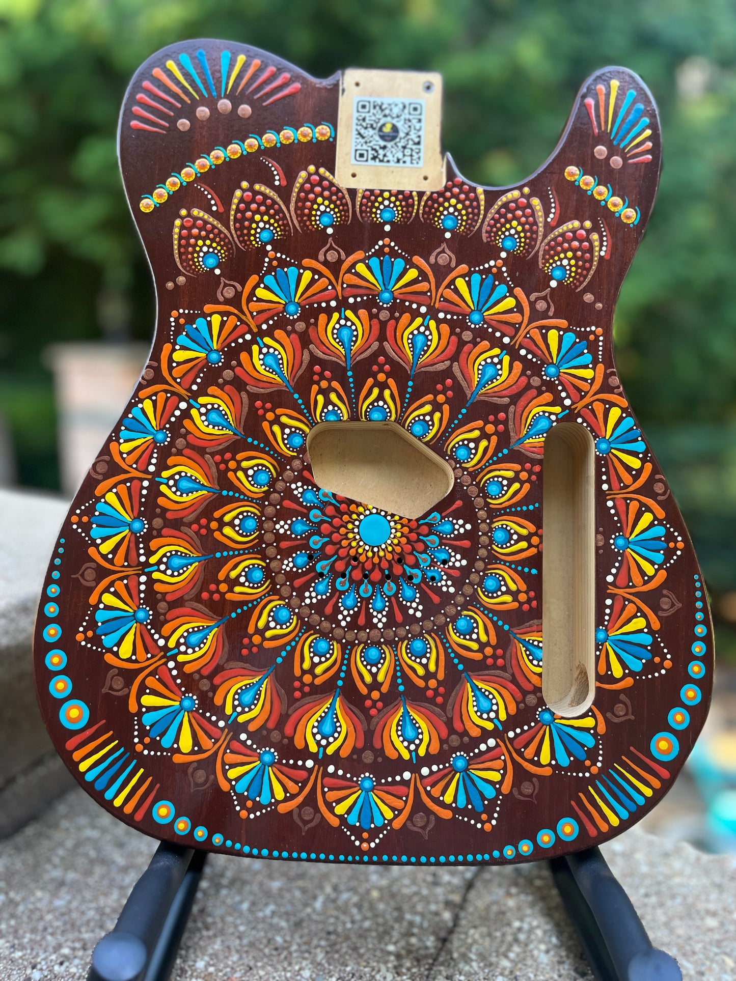 Fender Esquire spec electric guitar body hand painted on stained solid wood