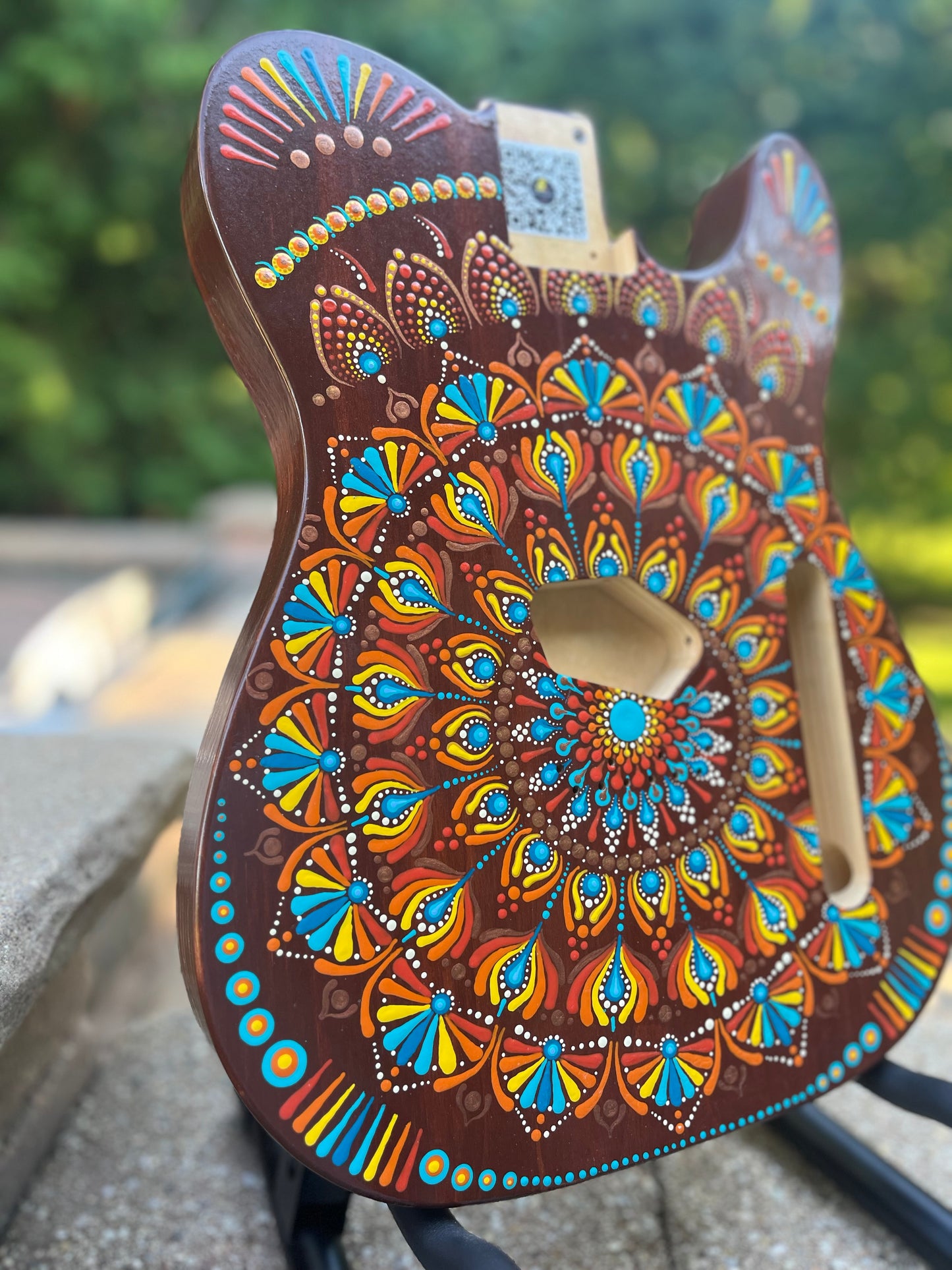 Fender Esquire spec electric guitar body hand painted on stained solid wood