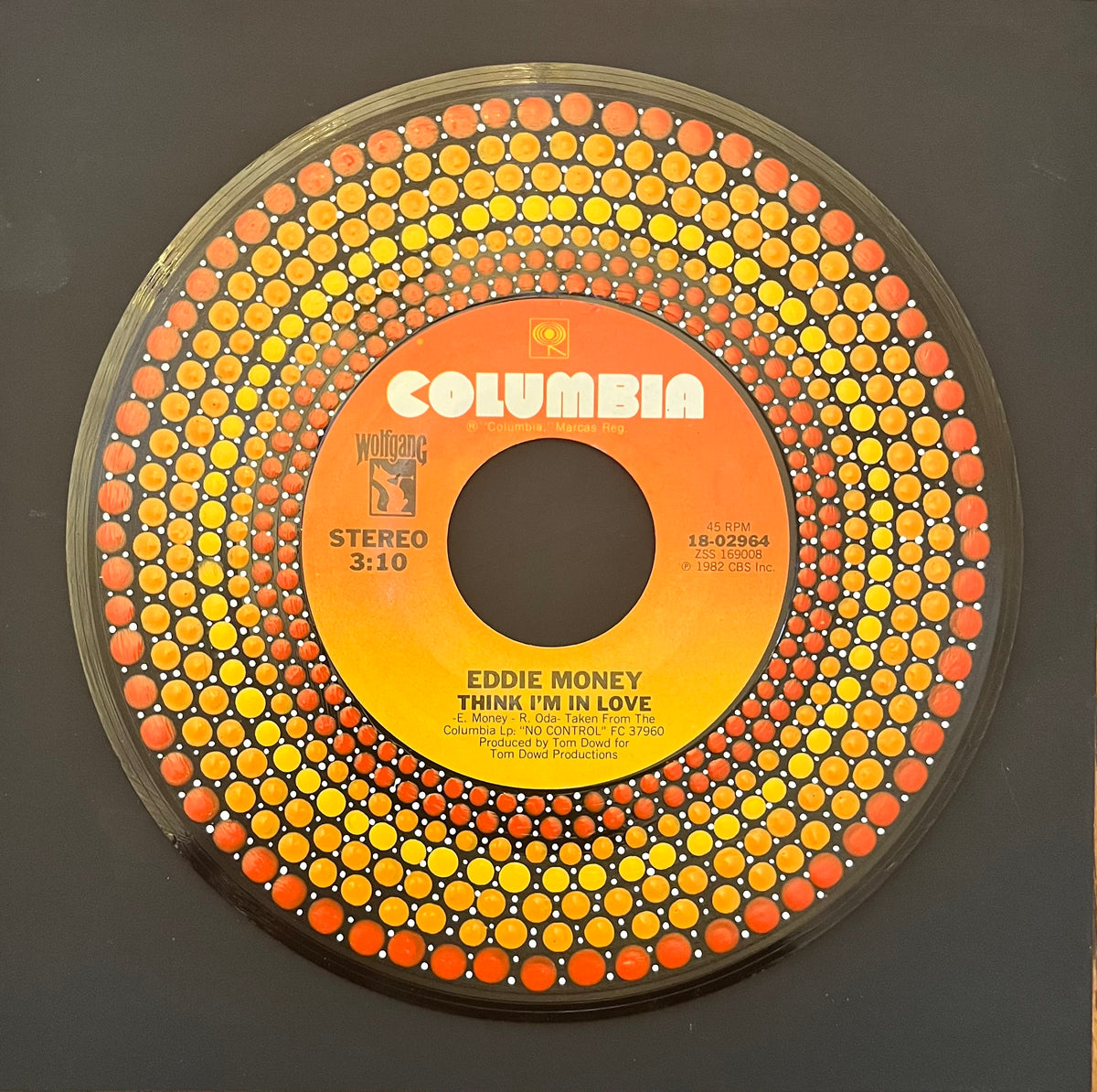 Eddie Money - Think I’m In Love Hand-Painted 45rpm Vinyl Art