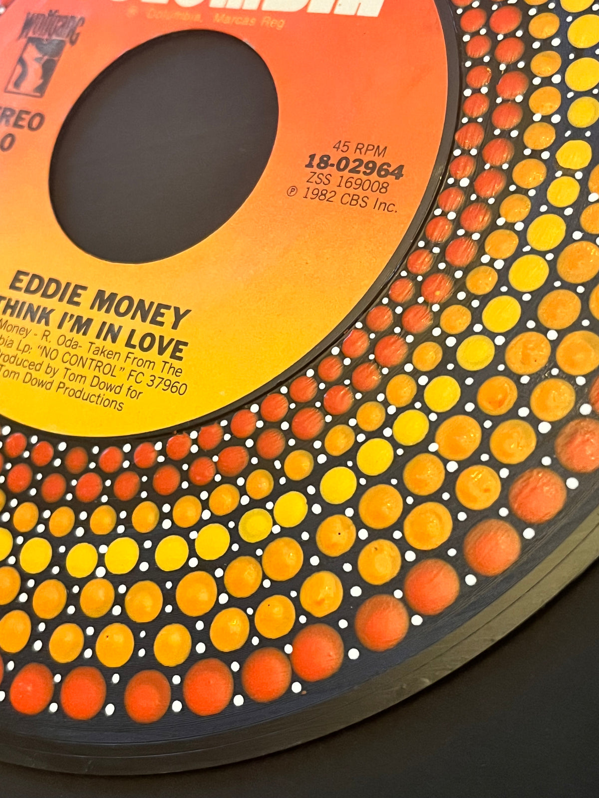 Eddie Money - Think I’m In Love Hand-Painted 45rpm Vinyl Art
