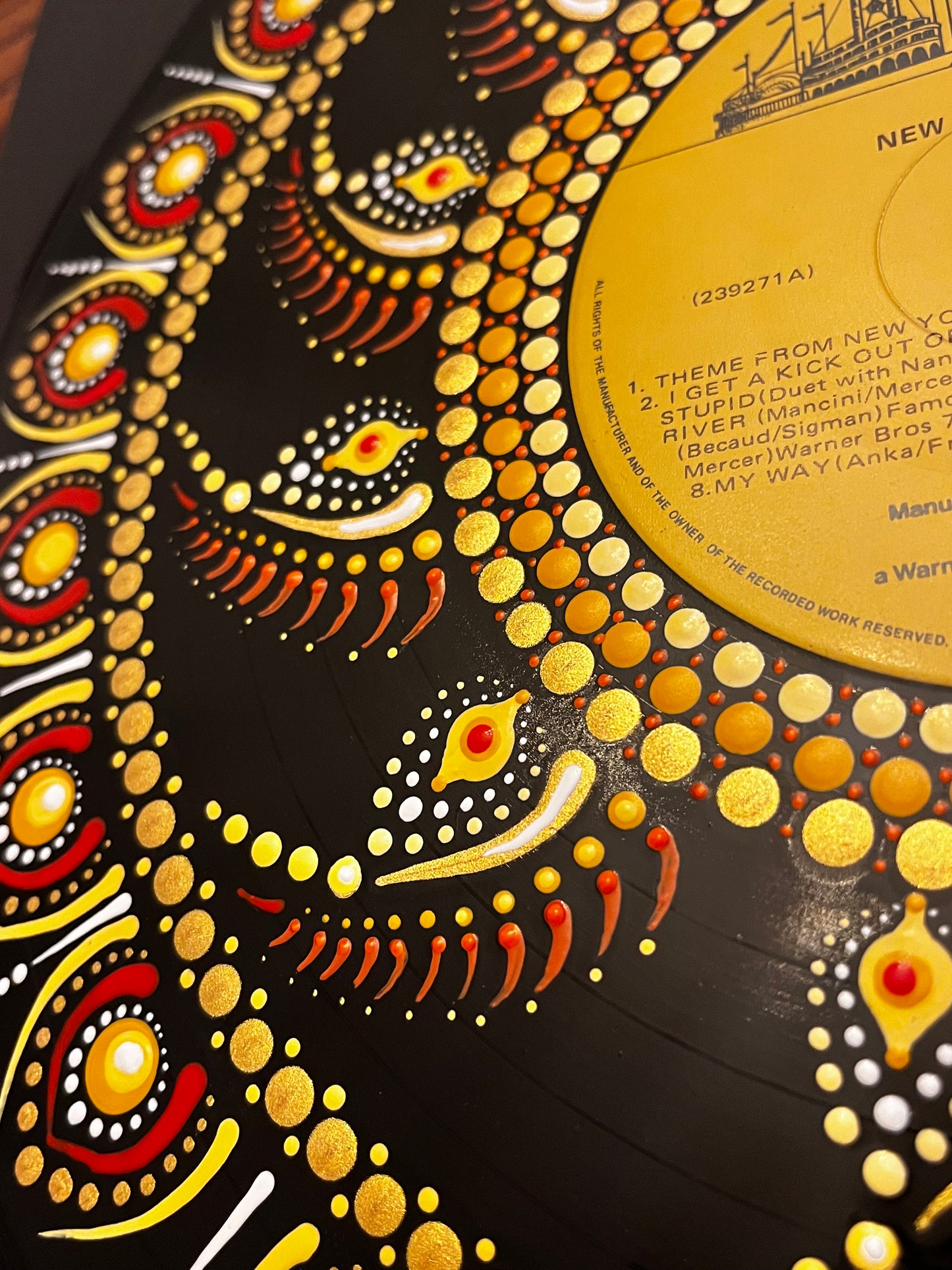 Frank Sinatra - New York New York Mandala dot painted vinyl record